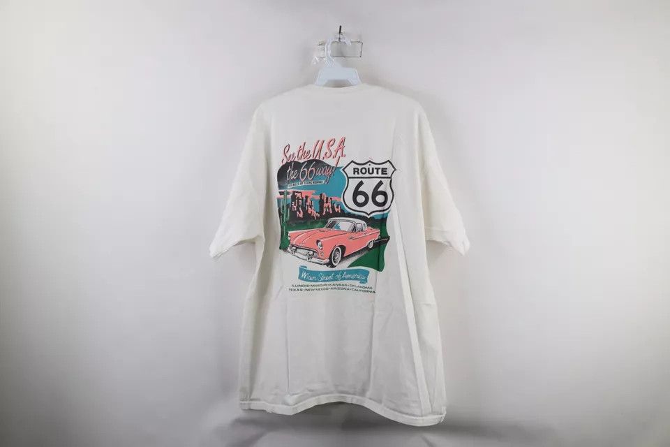 Vintage Vintage 90s Streetwear Spell Out Route 66 T-Shirt White Size US L / EU 52-54 / 3 - 13 Thumbnail