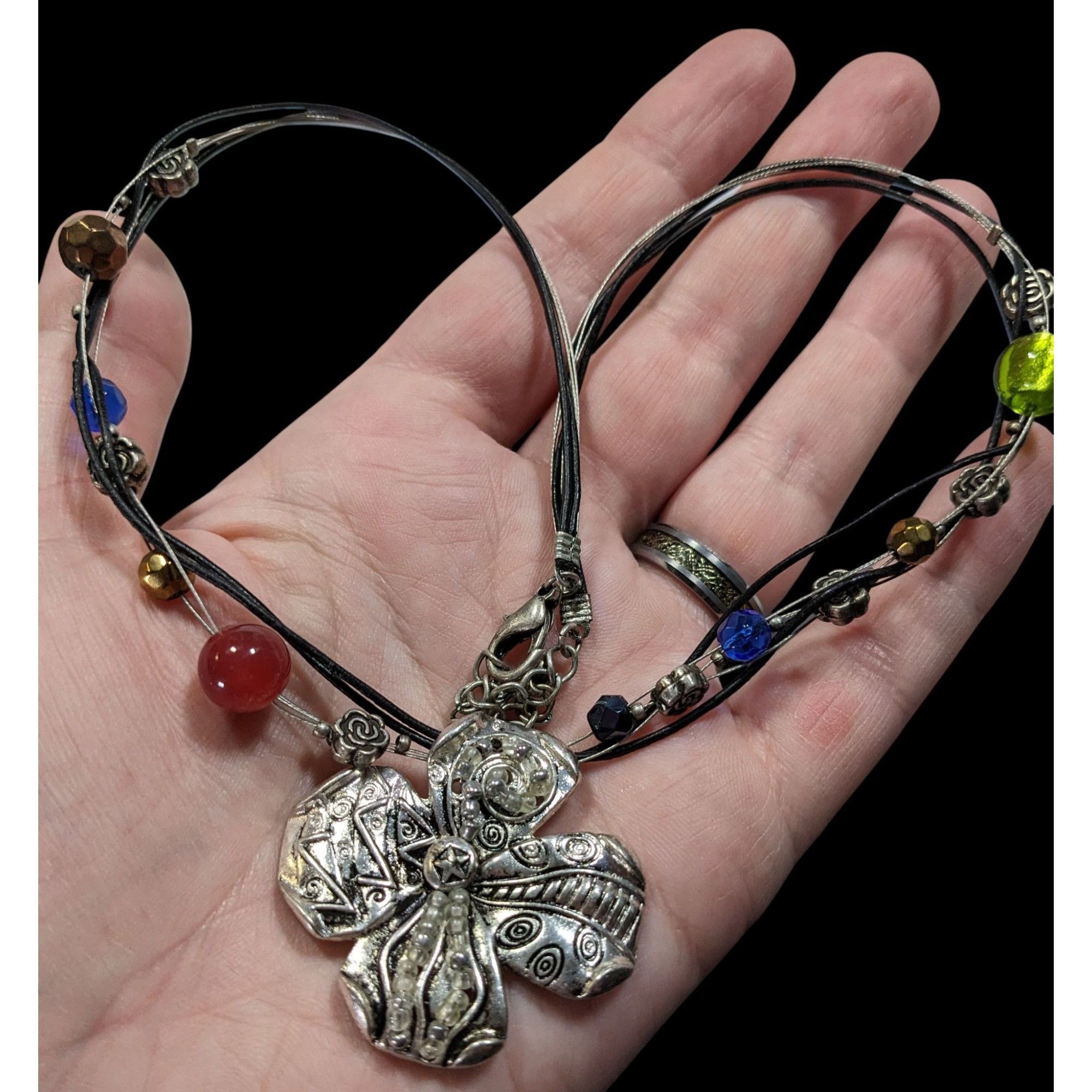 Other Retro Fairycore Rainbow Beaded Floral Pendant Necklace Size ONE SIZE - 2 Thumbnail