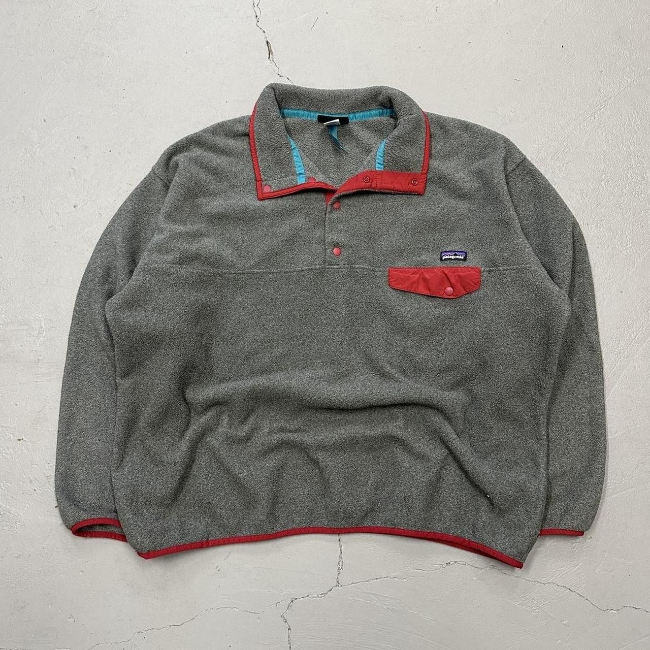 Patagonia Synchilla Snap T Red and Grey Fleece Pullover XXL