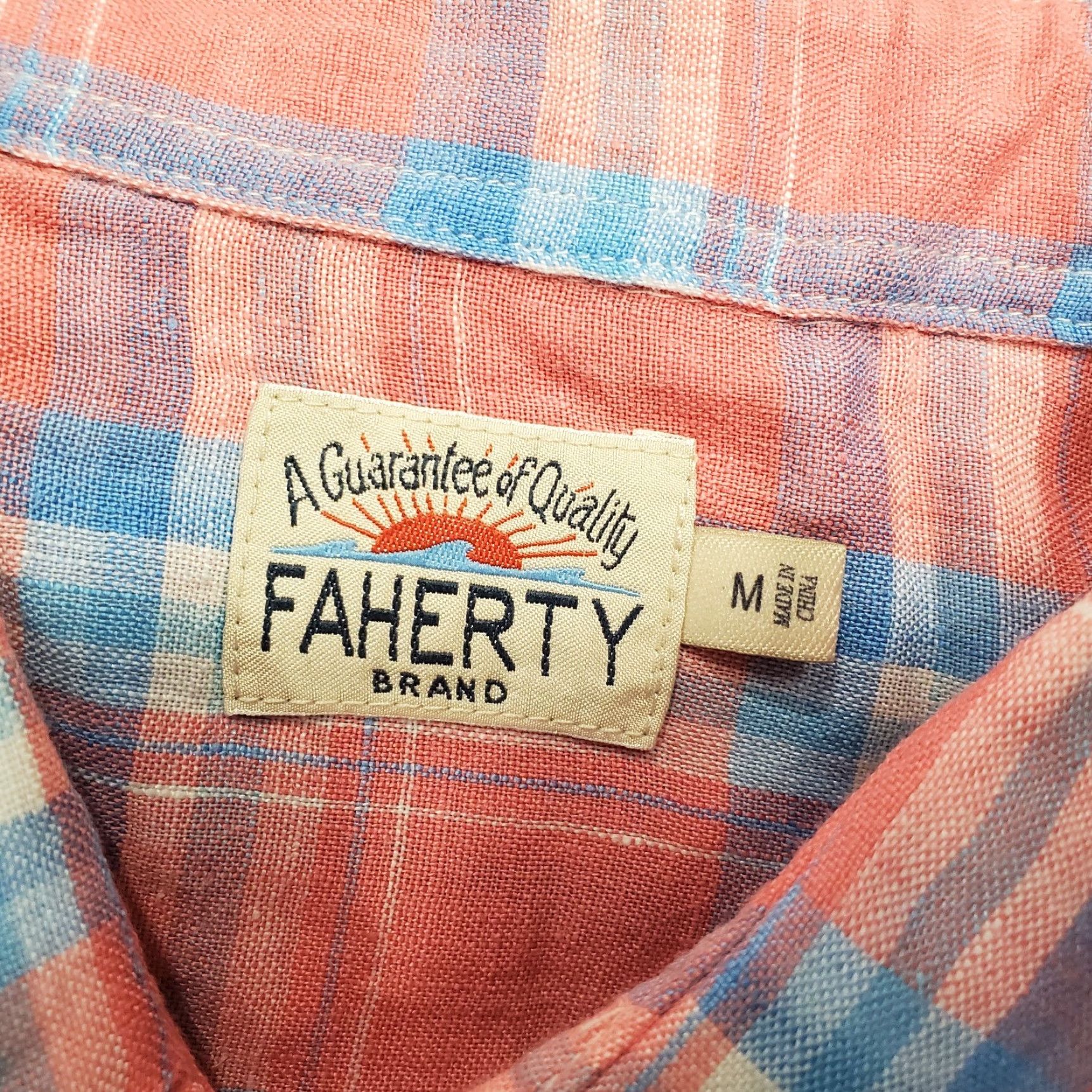Faherty Faherty Shirt Mens M Pink Linen Button-Up Long Sleeve Collared Plaid Pattern Casual Outdoor Vintage No Size US M / EU 48-50 / 2 - 7 Thumbnail