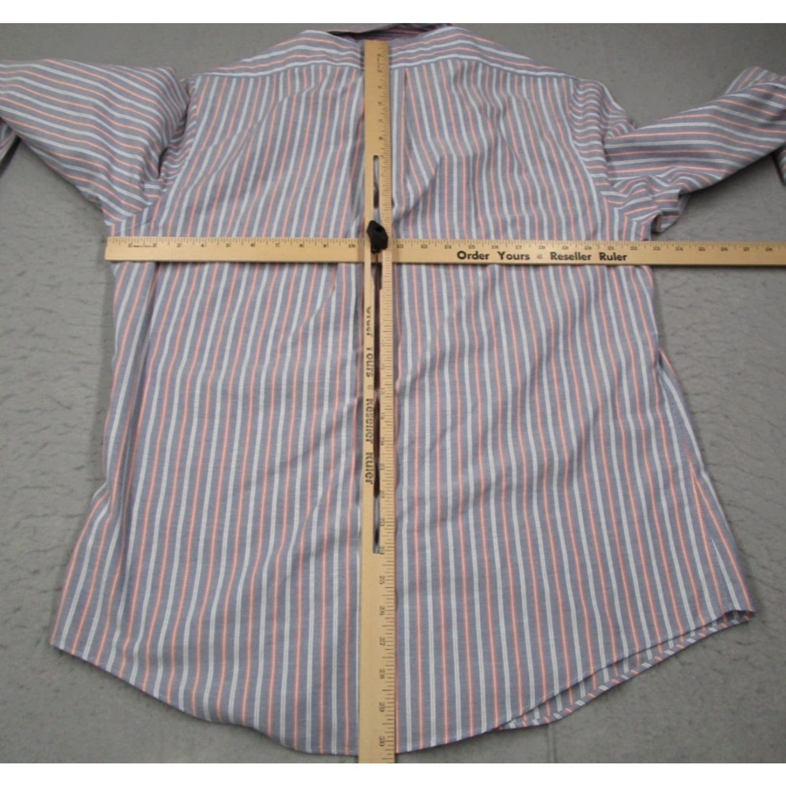 Brooks Brothers BROOKS BROTHERS Dress Shirt Men L Blue Orange Striped Supima Non-Iron Button-Down Collar Vintage: No Size 42R - 5 Thumbnail