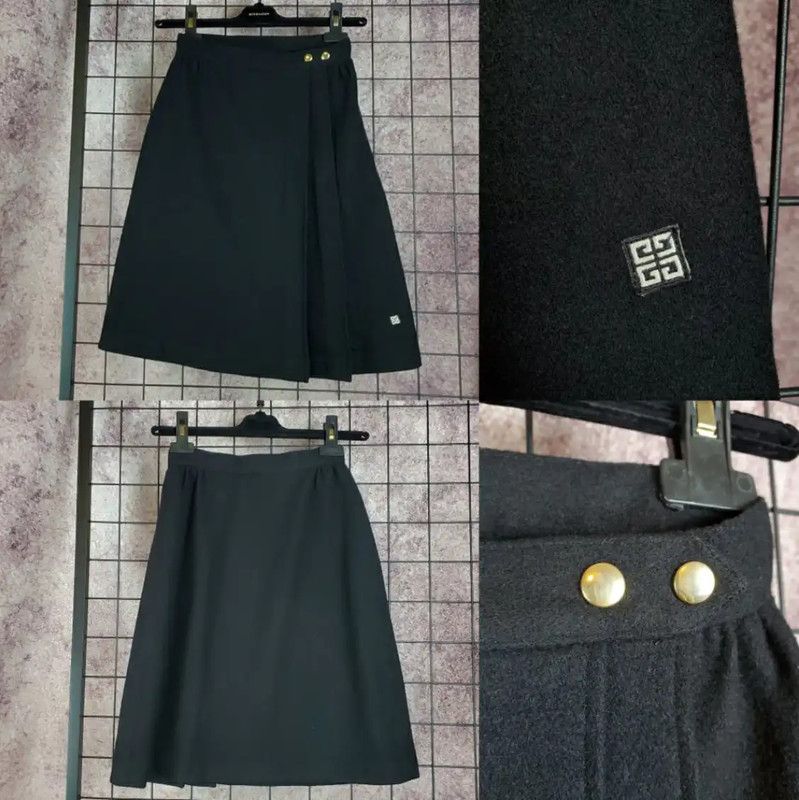 Givenchy Givenchy Black Wool Blend Embroidered Skirt 0089 Size 23" - 1 Thumbnail