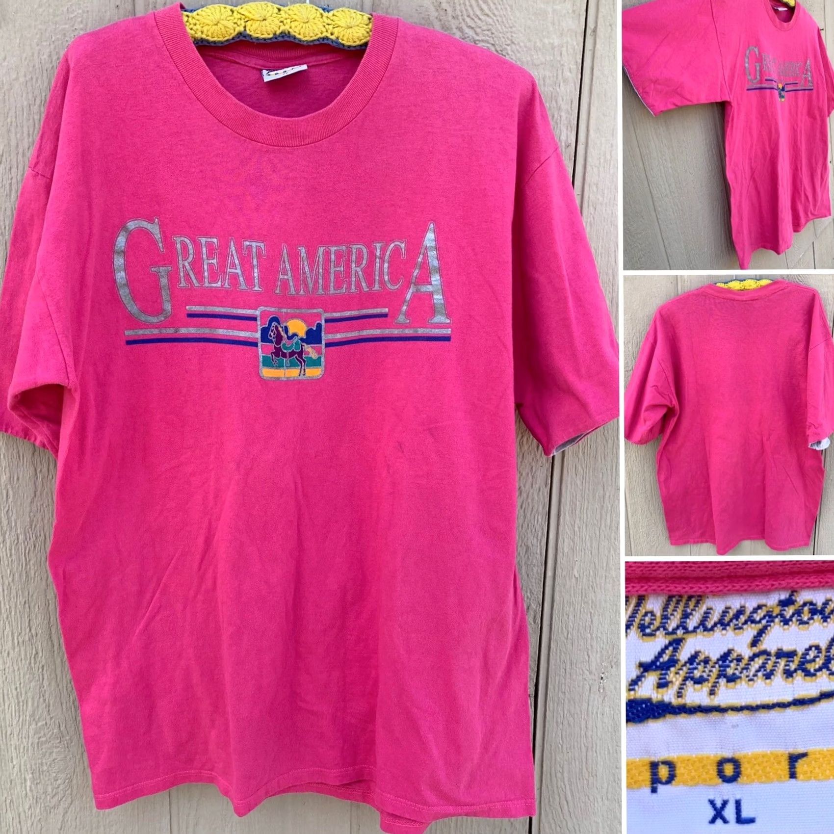 Vintage VINTAGE Great America T-Shirt XL Wellington Apparel Sport Unisex Graphic Tee 1990s Pink Carousel Horse Men Women Boys Girls Size US XL / EU 56 / 4 - 2 Thumbnail