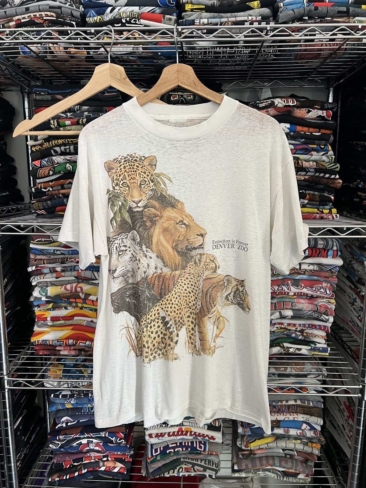 Habitat 1989 Extinction Is Forever Zoo Nature Biolchini 80s Cats Tee Size US L / EU 52-54 / 3 - 1 Thumbnail