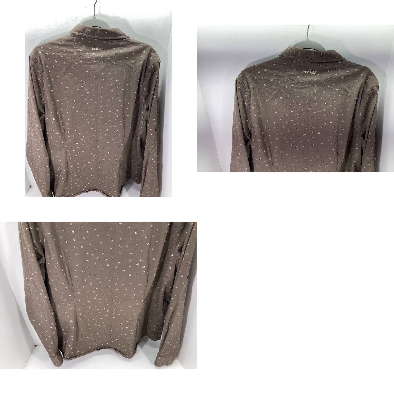 Vintage King Ranch Shirt Western Scatter Print Long Sleeve Pocket 3X Brown Womens Size XXL / US 16-18 / IT 52-54 - 9 Thumbnail