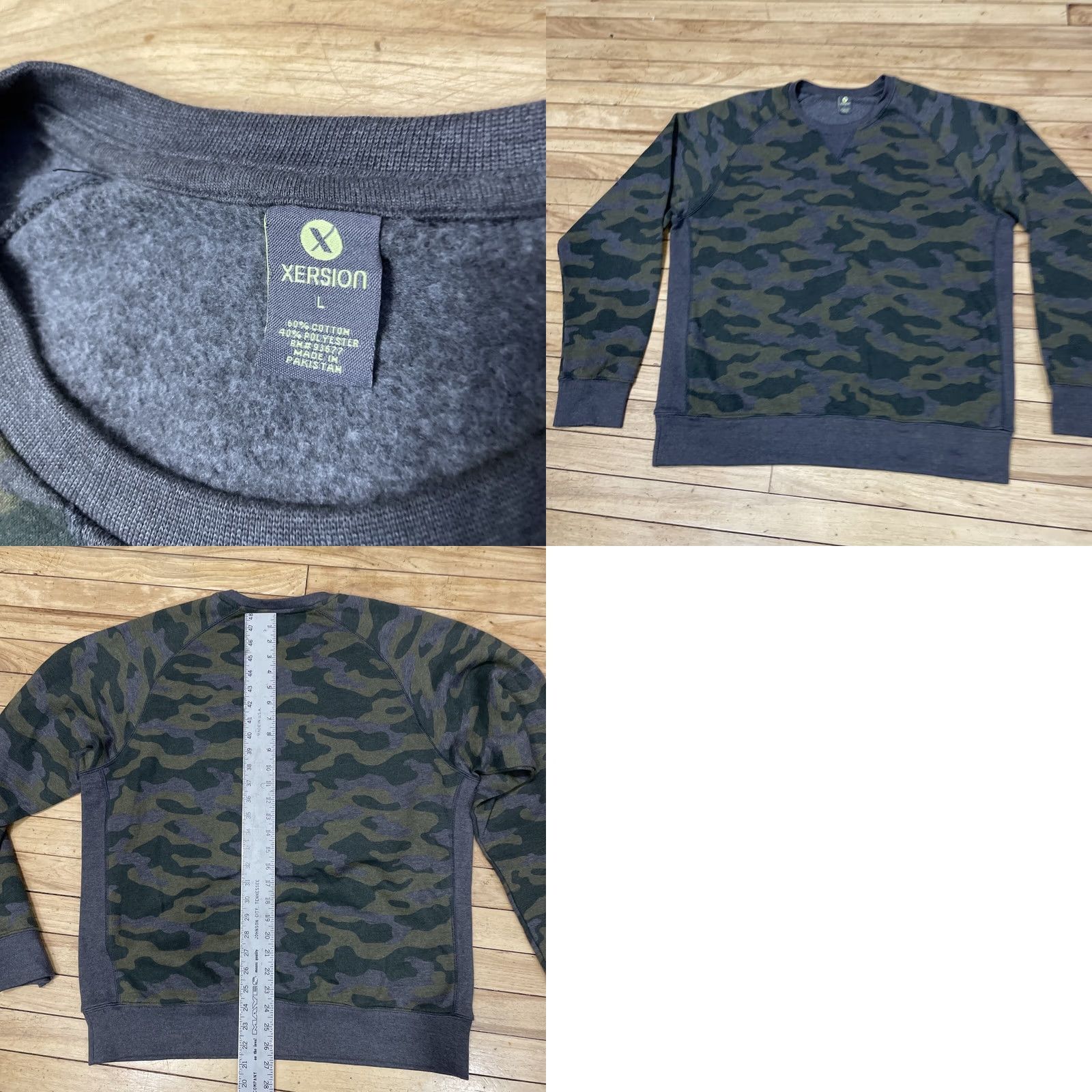 Vintage XERSION Fleece Sweater Men L Green Gray Army Camo Thermal Utility Long Sleeve L Size US L / EU 52-54 / 3 - 9 Thumbnail