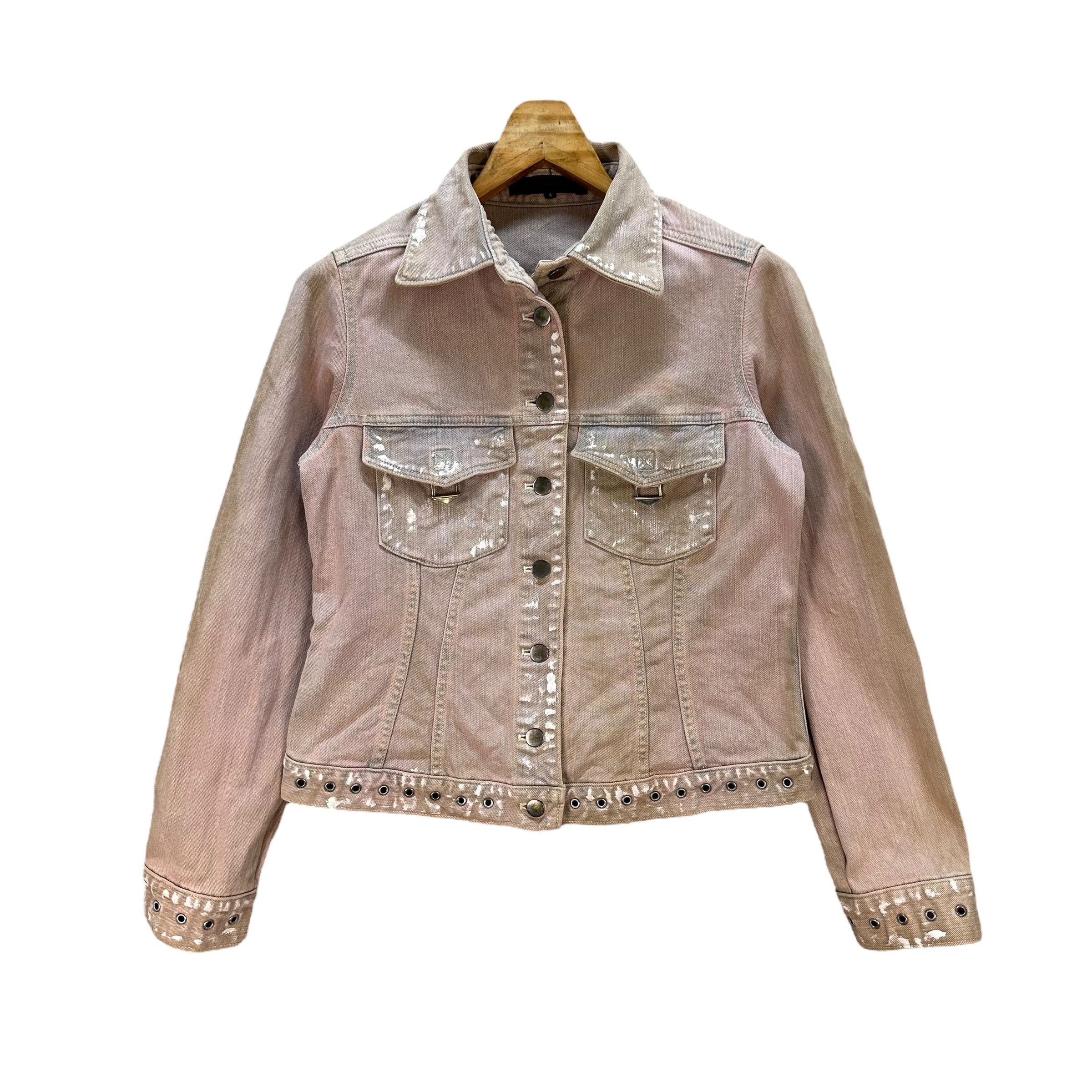 Japanese Brand PLANET REMIX Faded Pink Cropped Jean Jacket #A71-1740 Size M / US 6-8 / IT 42-44 - 1 Thumbnail