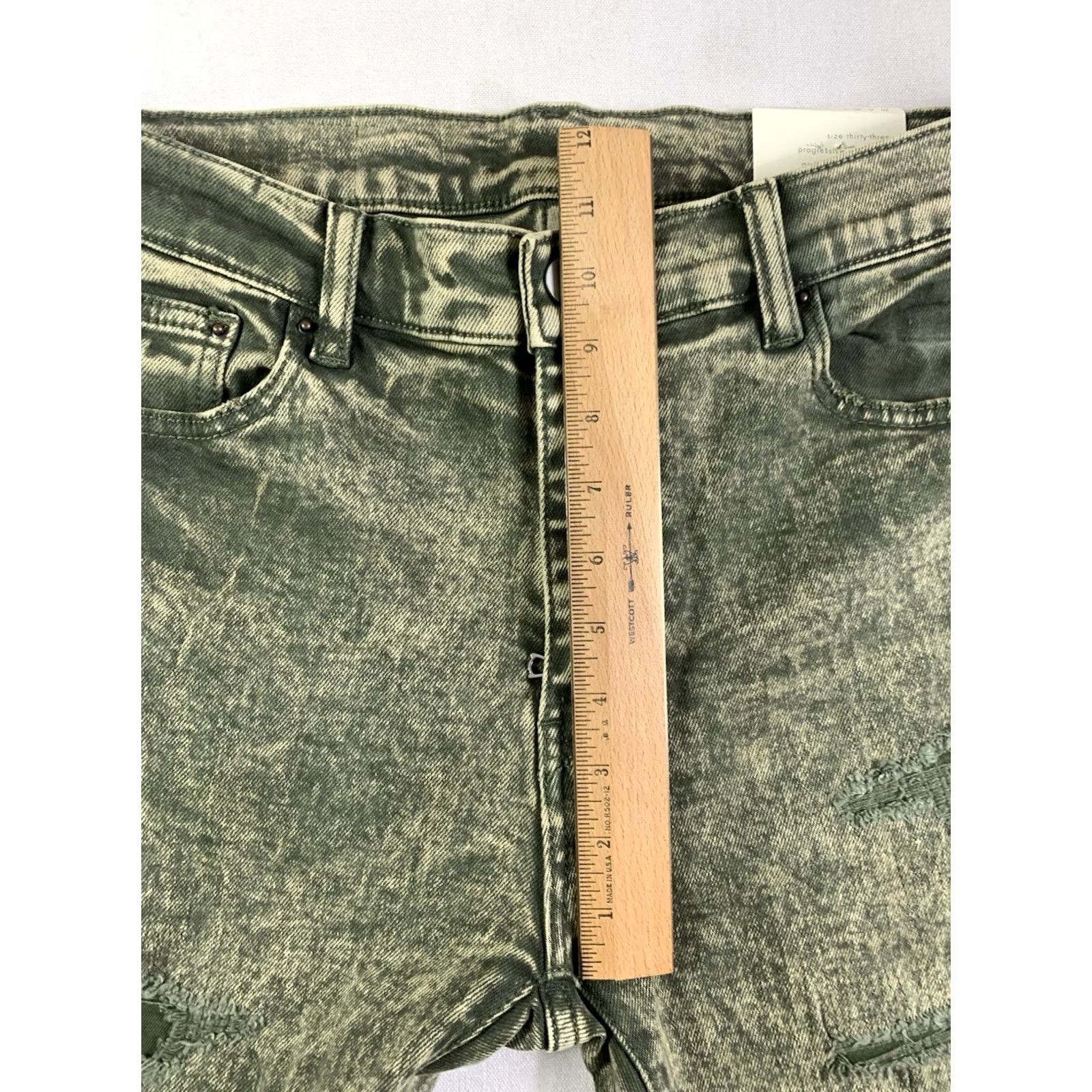 MNML MNML X369 Stretch Skinny Denim Jeans Mens 33x33 Green Olive Acid Wash Size US 33 - 6 Thumbnail