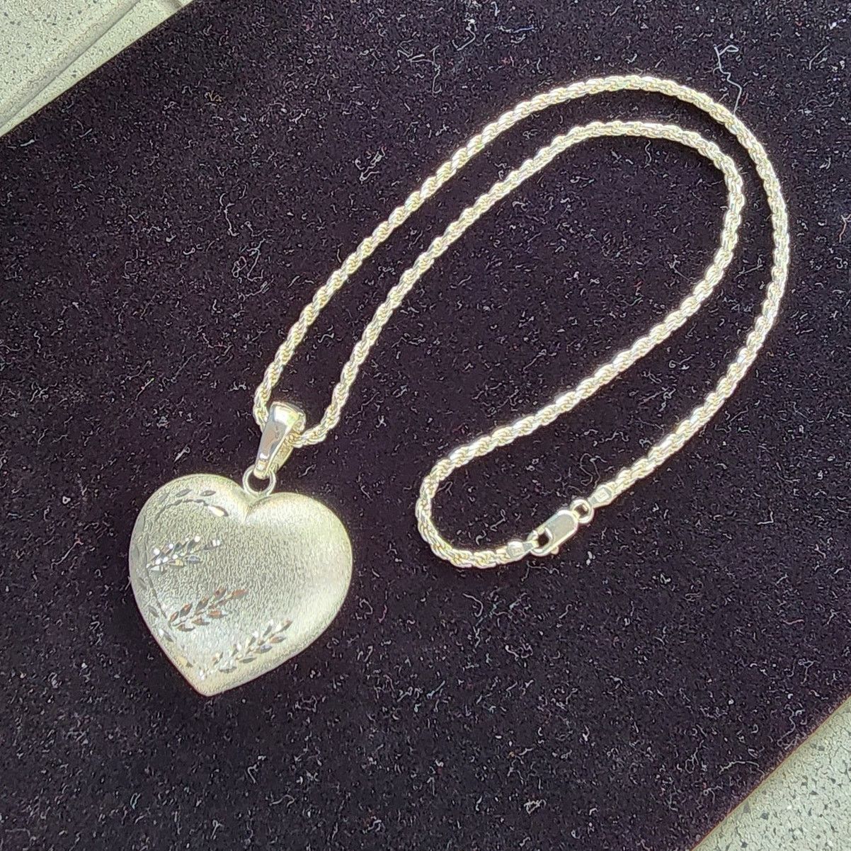 Sterling Silver ITAOR Italy Sterling Silver Heart Diamond Cut Rope Necklace Size ONE SIZE - 5 Thumbnail