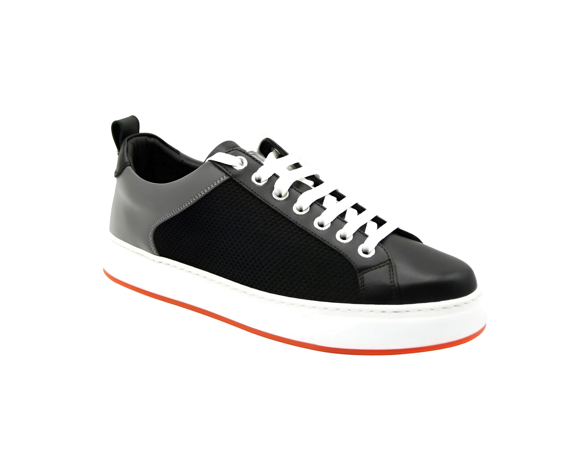 MCM Women's Black Leather Silver Reflective Canvas Sneaker (36 Size US 6 / IT 36 - 1 Thumbnail