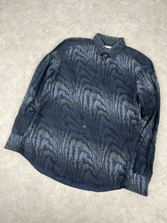 Versace 2000s Versace Black & Navy Waves Abstract Shirt Size US S / EU 44-46 / 1 - 4 Thumbnail
