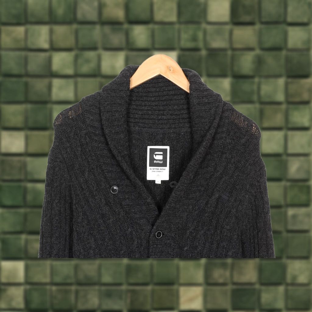 G-Star G-STAR HIGGING CARDIGAN KNIT Cable Wool Blend Sweater Men M Shawl Neck Cardigan Mens Grey Wool Blend Cable-Knit VS VR3507 Size US M / EU 48-50 / 2 - 1 Thumbnail