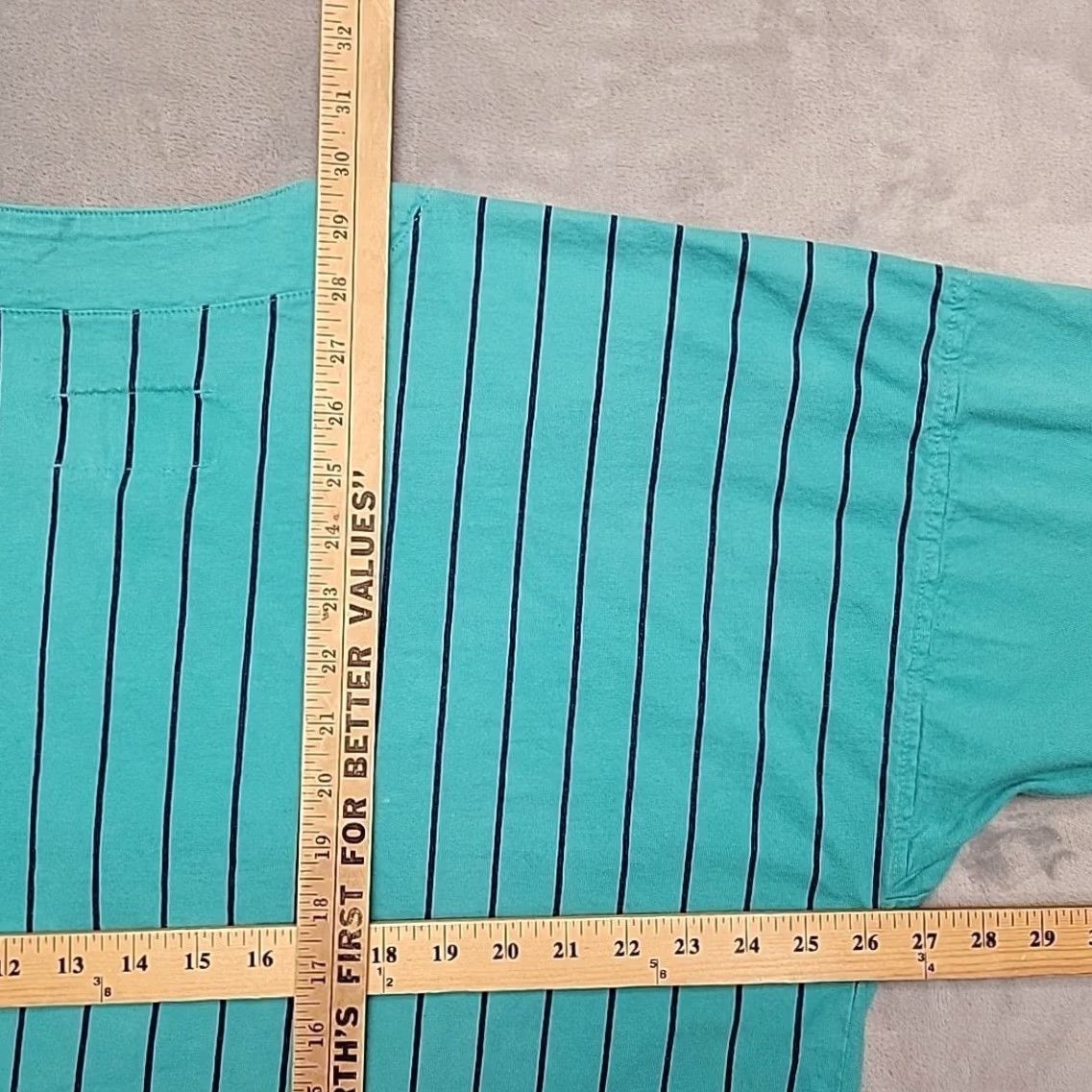 Altea VTG ENUF INT'L Shirt Mens M Teal Pinstripe Baseball Jersey Made In The USA Shirt Mens M Teal Pinstripe Baseball Jersey USA Size US M / EU 48-50 / 2 - 7 Thumbnail