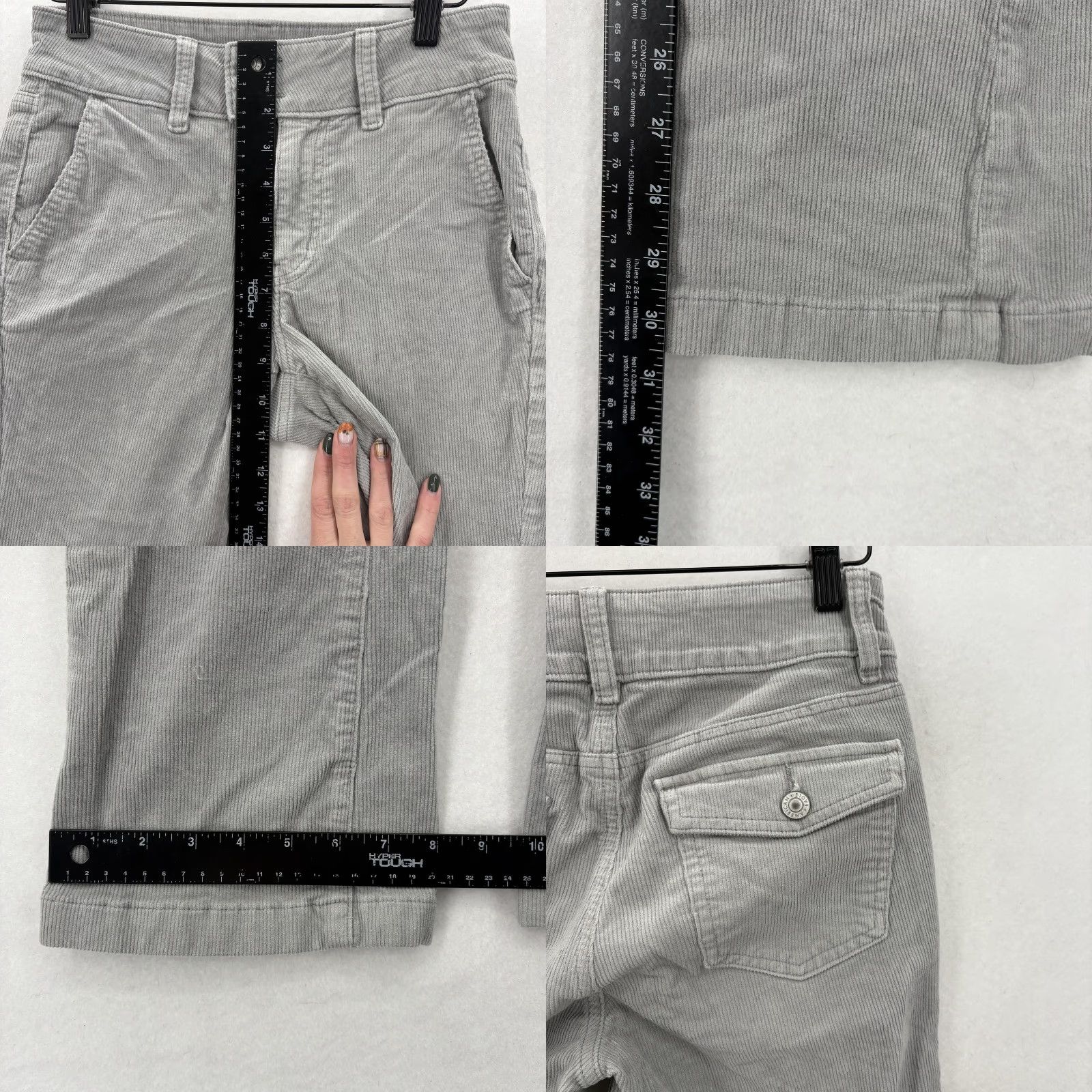 American Eagle Outfitters VINTAGE American Eagle Pants Womens 0 Gray Corduroy Bootcut Stretch Low Rise Casual Y2K Size 25" / US 0 / IT 36 - 9 Thumbnail