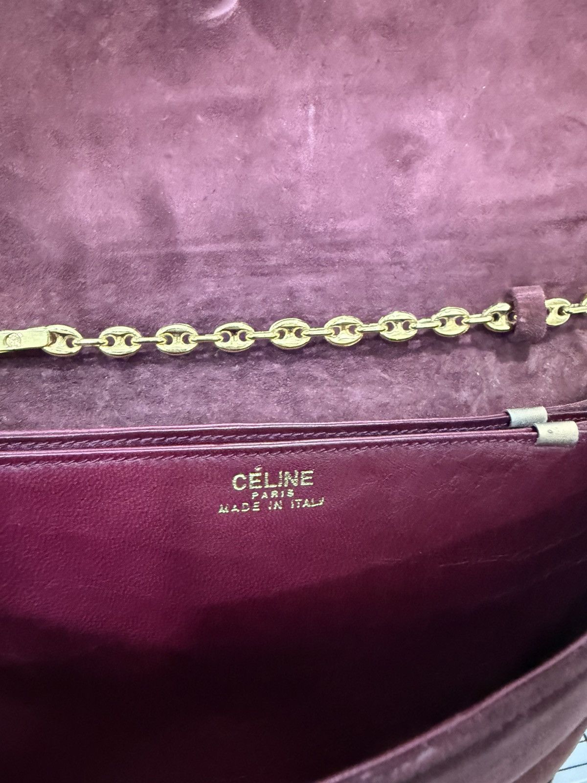 Celine RARE Vintage 70s Celine Suede Gold Chain Shoulder Bag Size ONE SIZE - 11 Thumbnail