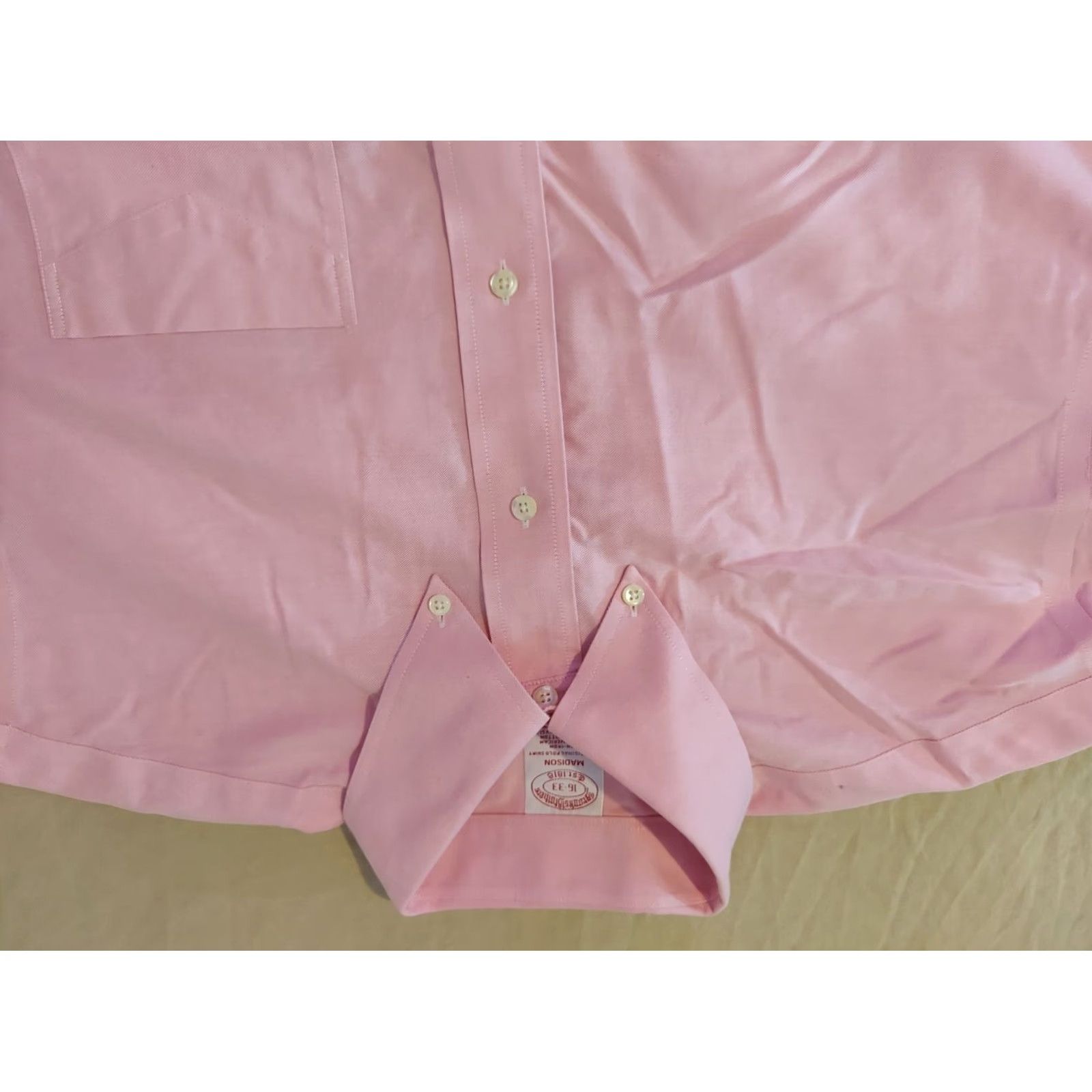 Brooks VINTAGE Brooks Brothers Dress Shirt 16 33 Pink Cotton Mens Shirt 16 Mens Size 42R - 2 Thumbnail