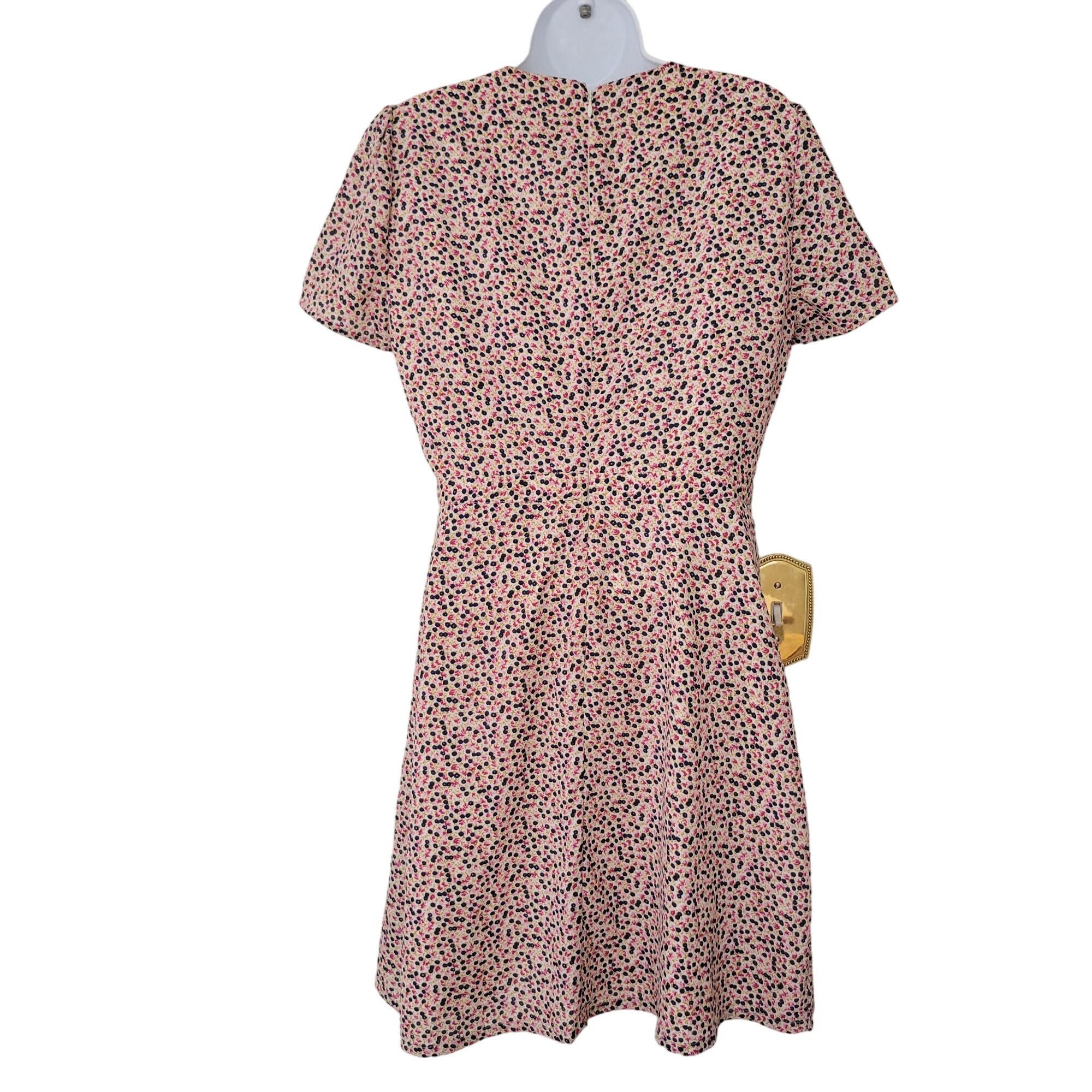 Vintage J Crew Mercantile 6 V Neck Floral Dress J6370 Faux Wrap ELLI Size M / US 6-8 / IT 42-44 - 6 Thumbnail