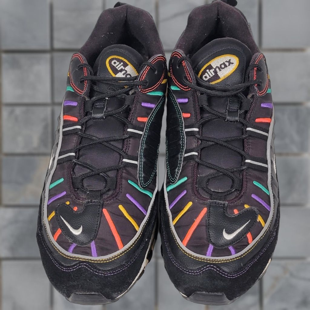 Nike Nike Air Max 98 Mens Size 12 US 46 Black Multicolor Leather Running Sneakers Size US 12 / EU 45 - 1 Thumbnail