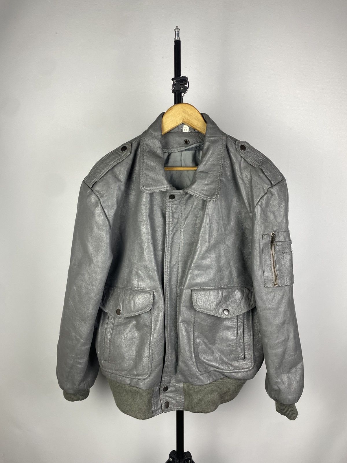 Leather × Vintage Vintage Genuine Leather MOTO Bomber Jacket Rock Punk Size US M / EU 48-50 / 2 - 1 Thumbnail