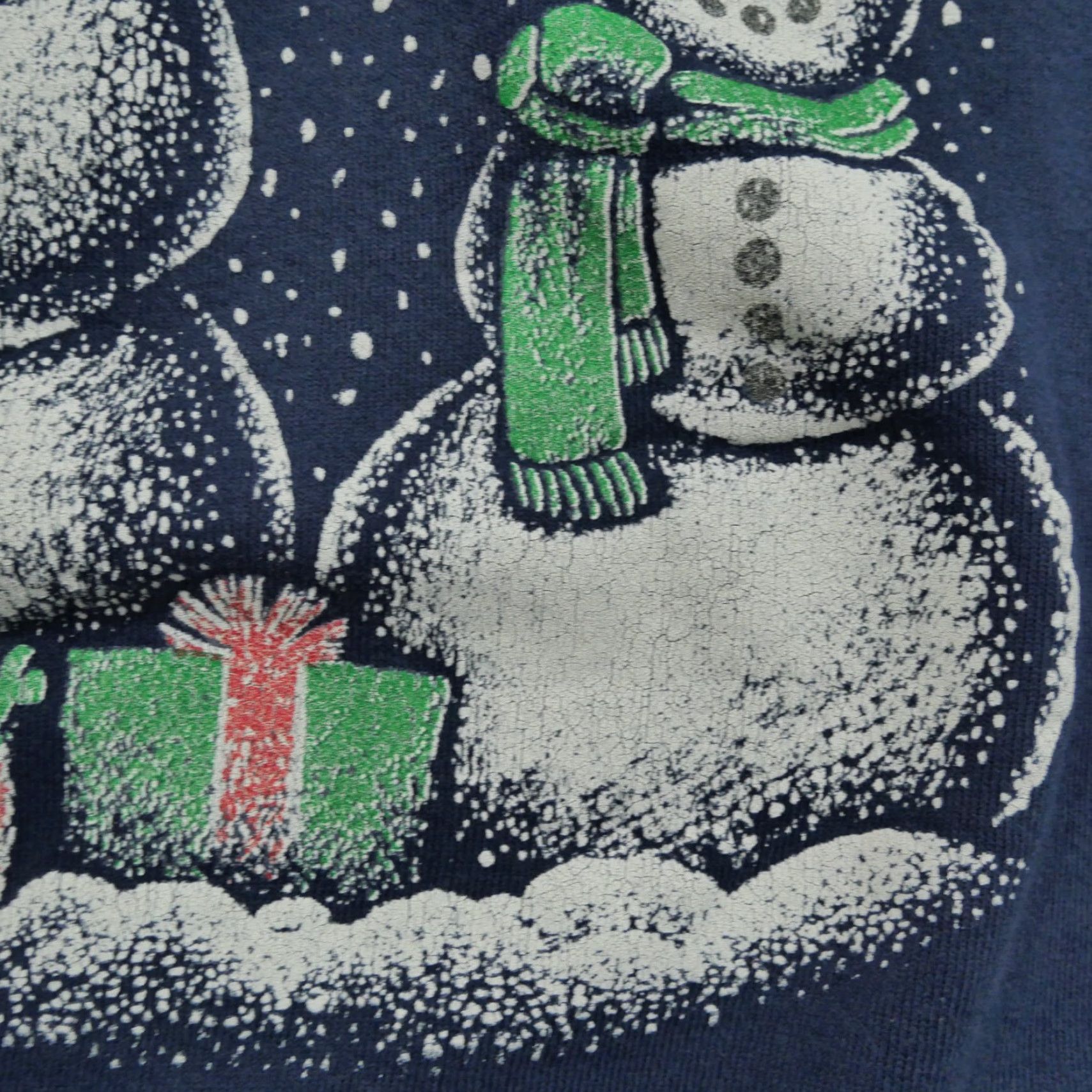 Vintage VINTAGE Womens XL Blue Pullover Raglan Sweatshirt Snowman Christmas 90s Raglan Crew Neck Cotton Blend Pull Over Size XL / US 12-14 / IT 48-50 - 4 Thumbnail