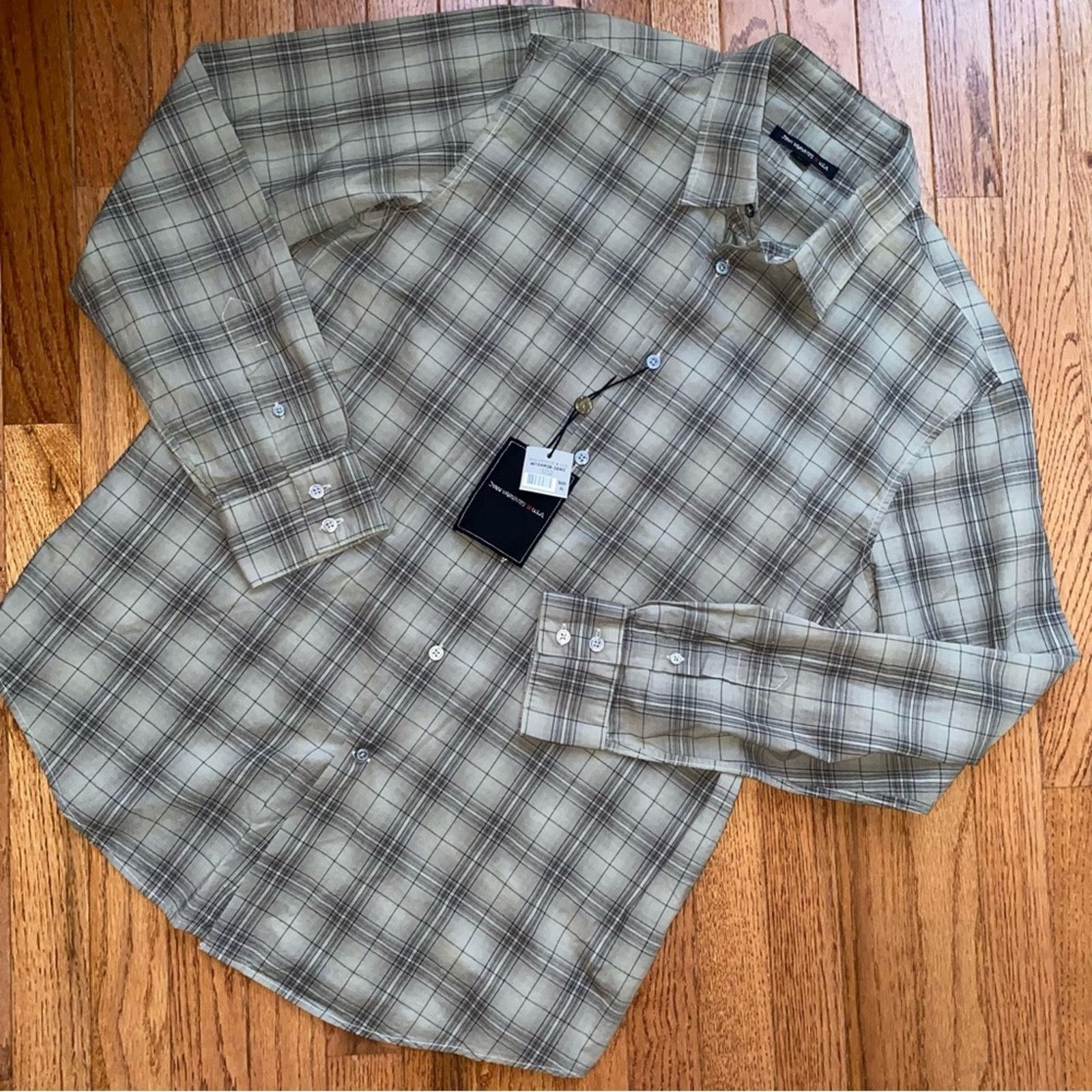 John Varvatos New JOHN VARVATOS $250 Olive Black Plaid Men's Shirt XL Size US XL / EU 56 / 4 - 2 Thumbnail