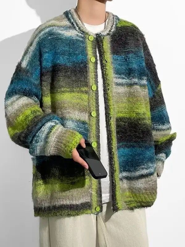 Japanese Brand Striped Sweater Casual Elastic Cardigan Size US L / EU 52-54 / 3 - 3 Thumbnail