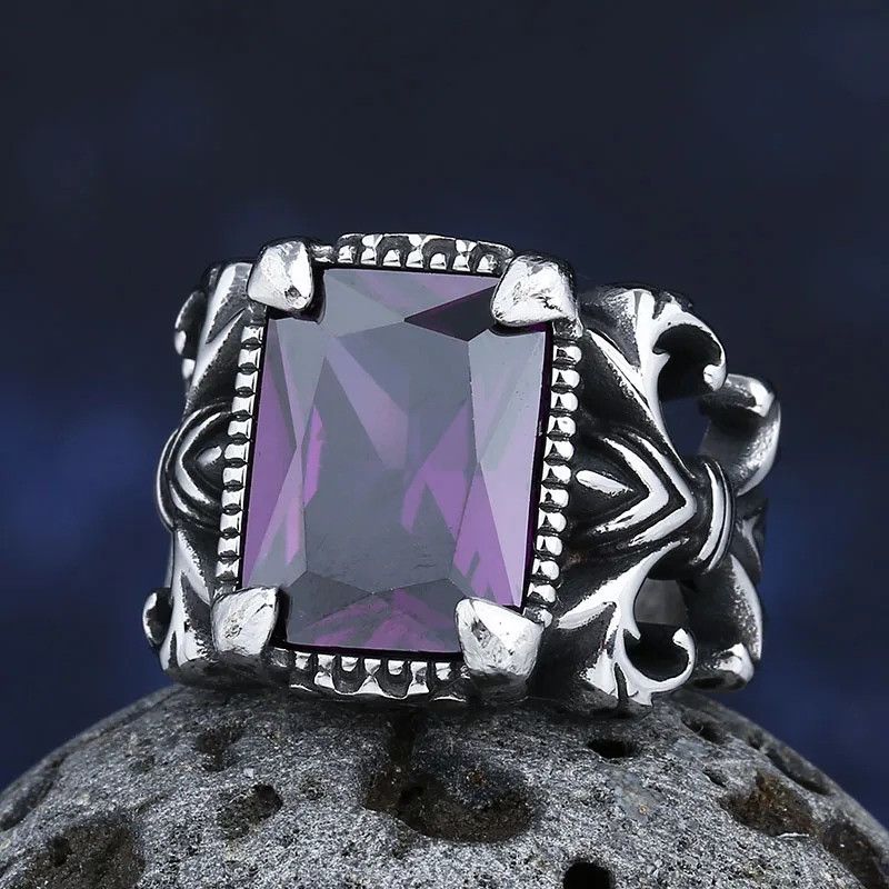 Vintage Classic Purple Stone Ring Size ONE SIZE - 2 Thumbnail