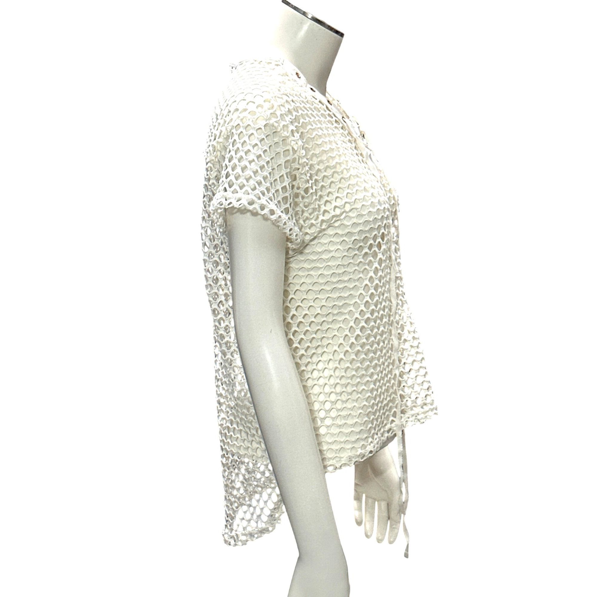 Other CCC Mesh Lace Up Crochet Swim Short Sleeve Cover Up Top Airy Size M / US 6-8 / IT 42-44 - 4 Thumbnail
