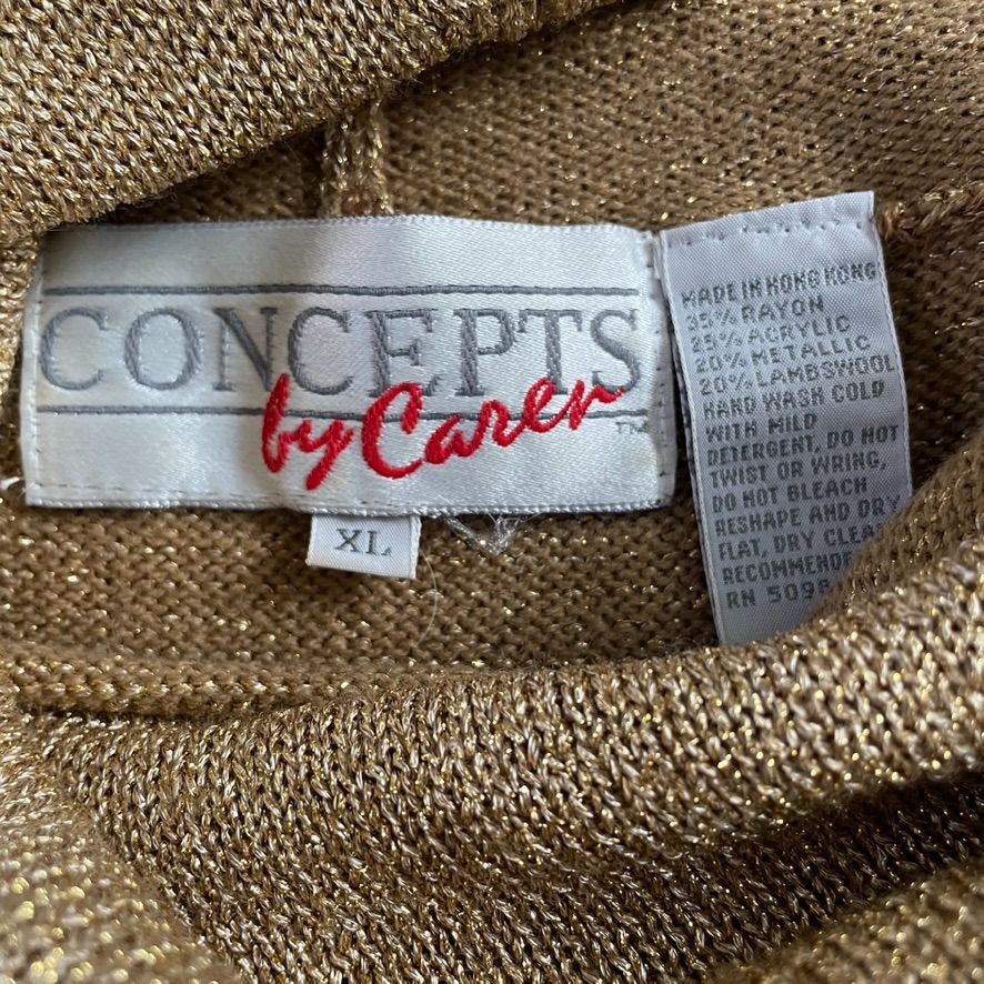 Vintage Vintage Womens Cowl Neck Sweater Gold Sparkle Turtleneck Sle Size XL / US 12-14 / IT 48-50 - 8 Thumbnail