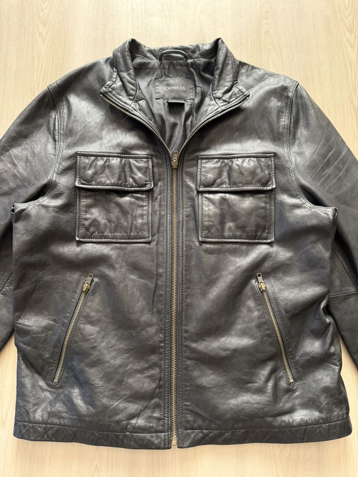 Express Vintage 90s Express Leather Jacket Sz L Racer Moto Trucker Size US L / EU 52-54 / 3 - 5 Thumbnail
