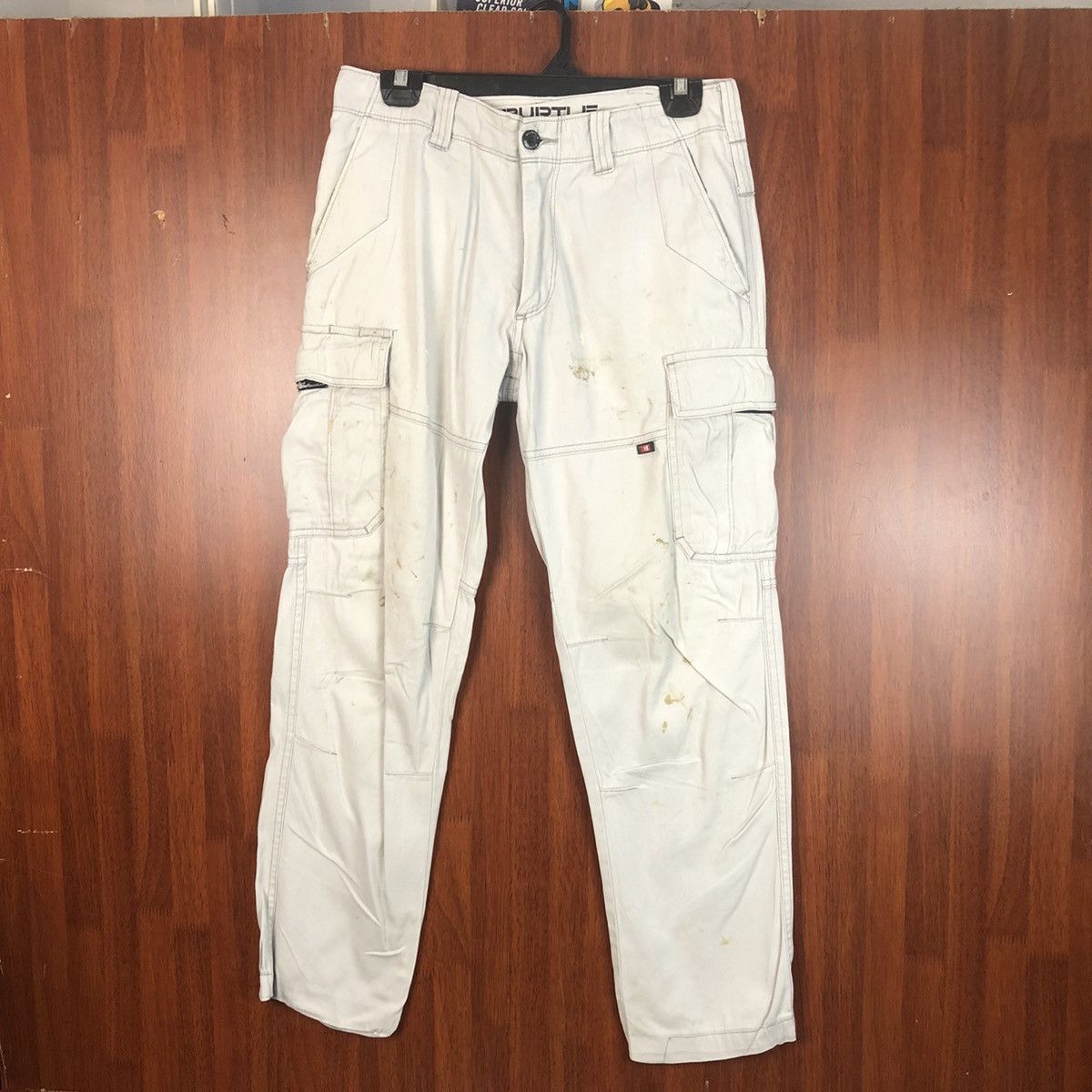 image of Burtle White Vintage Cargo Multipocket Pants 74, Men's (Size 28)