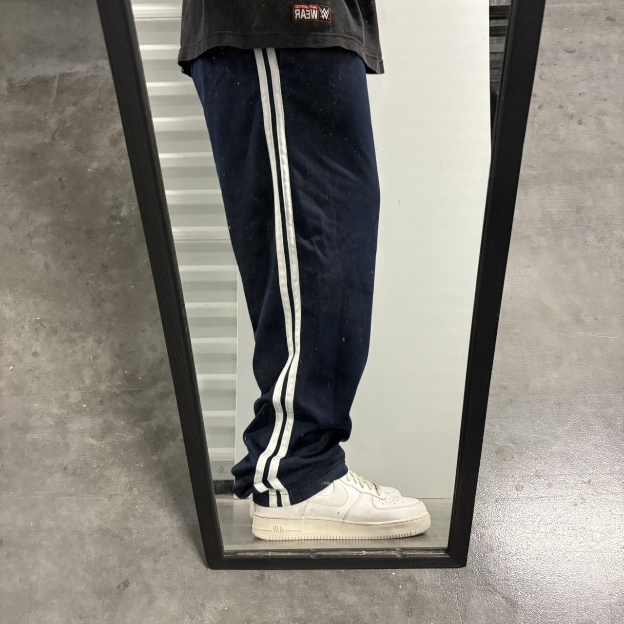 Japanese Brand × Vintage Crazy Vintage Y2K/2000s Baggy Striped Navy Blue Track Pants! Size US 32 / EU 48 - 1 Thumbnail