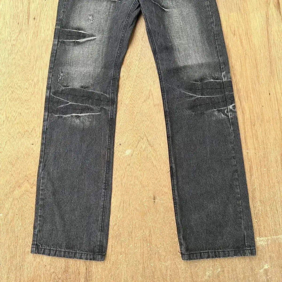 LOWBOX SICKS 🔥VINTAGE LOWBOX JEANS PUNK FLARE WASHED BLACK BONDAGE Size US 31 - 6 Thumbnail