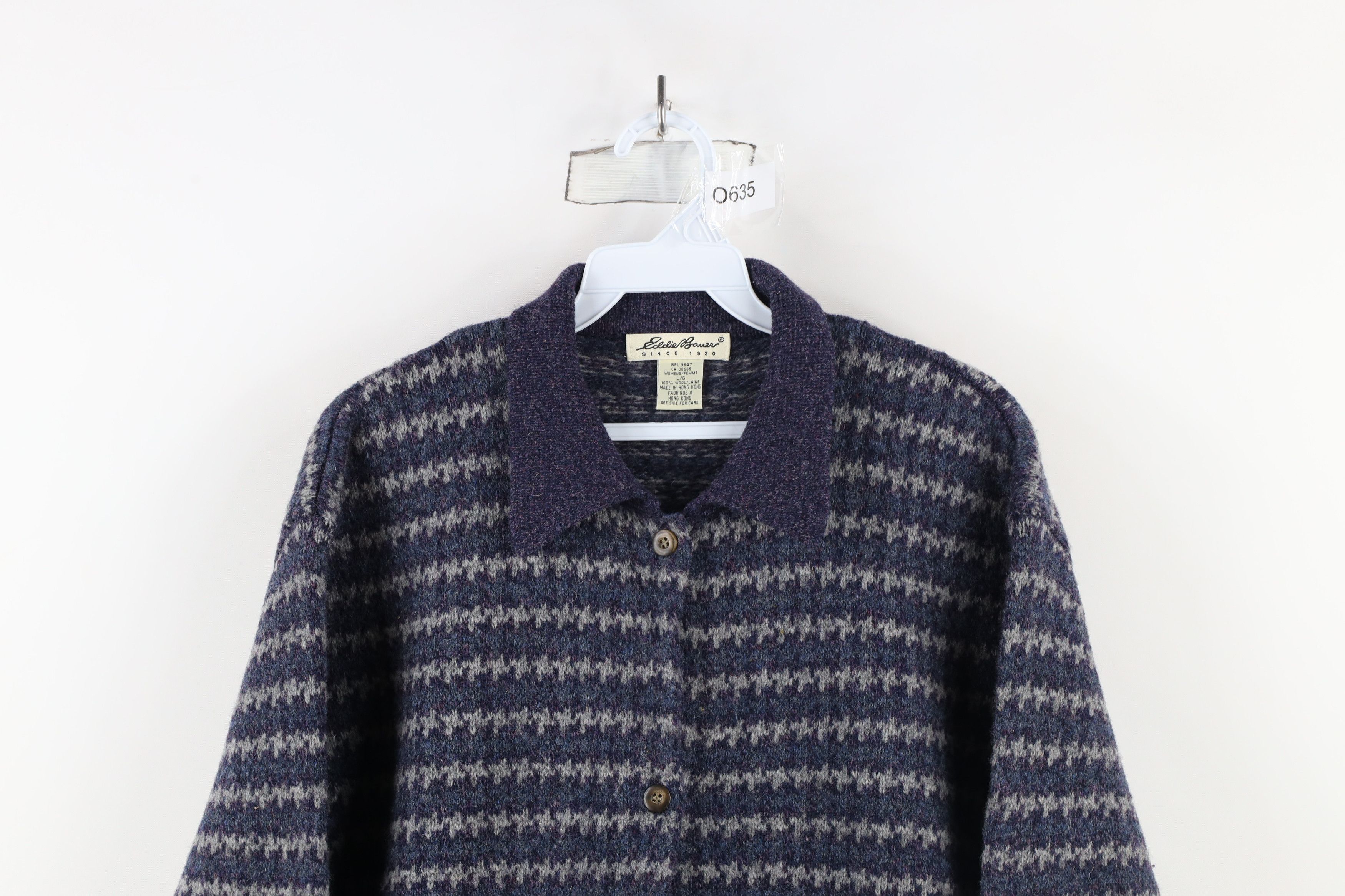 Eddie Bauer × Vintage Vintage 90s Eddie Bauer Knit Collared Cardigan Sweater Size L / US 10 / IT 46 - 2 Thumbnail