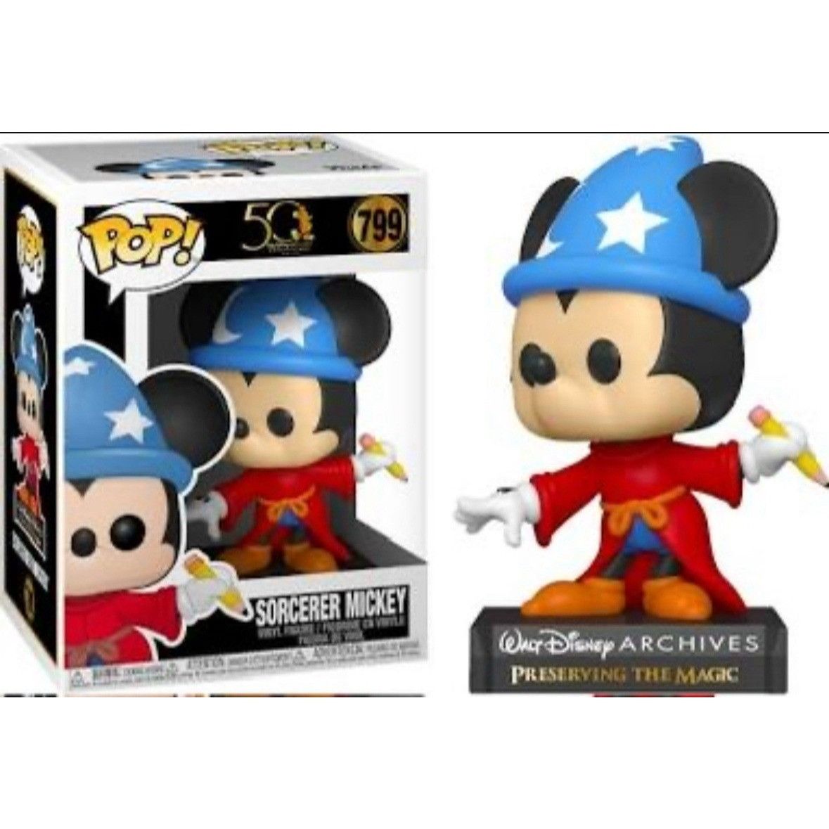 Disney Funko Pop! Mickey Mouse Sorcerer Fantasia Archives Vinyl Fig Size ONE SIZE - 6 Thumbnail