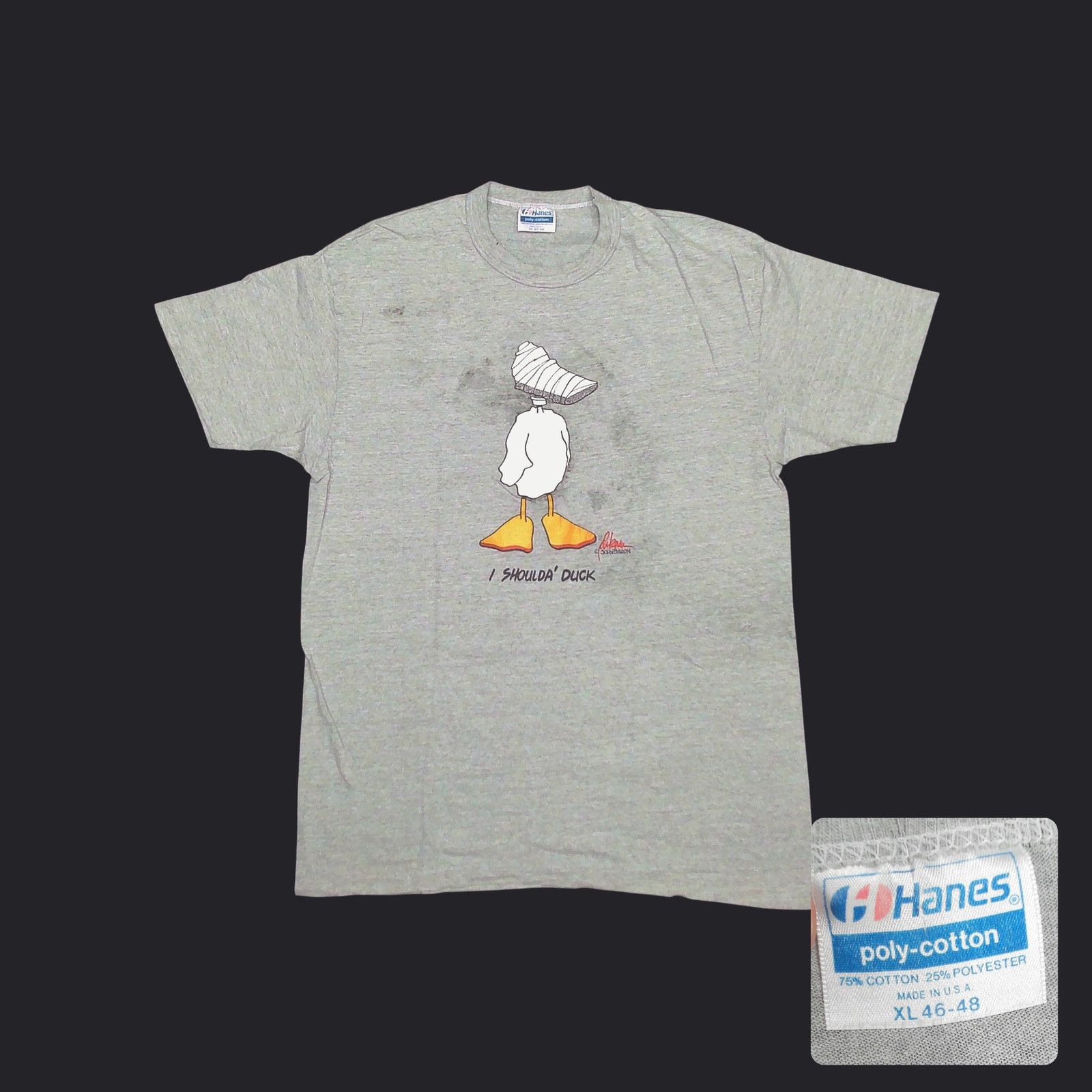 Hanes Hanes VTG 80s John Baron I Shoulda Duck Single Stitch Tee Size US L / EU 52-54 / 3 - 1 Thumbnail