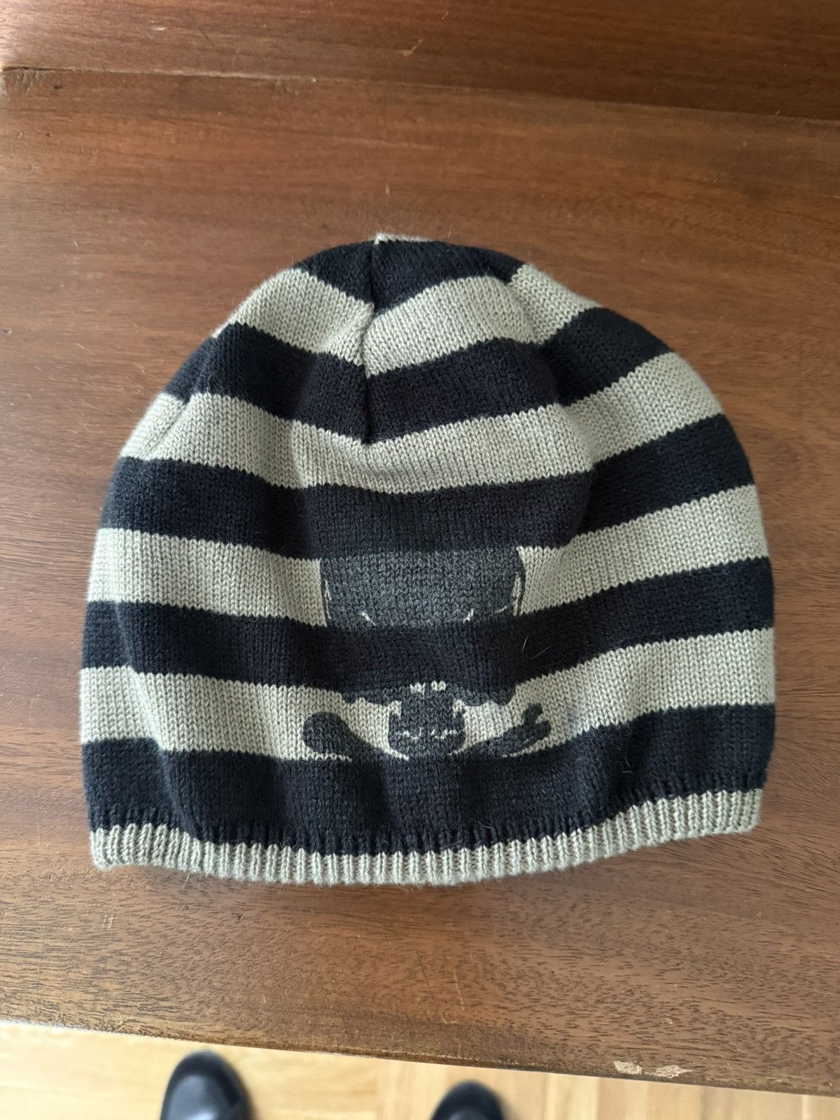 Number (N)ine Distressed Reversible Punk Skull Beanie Hat