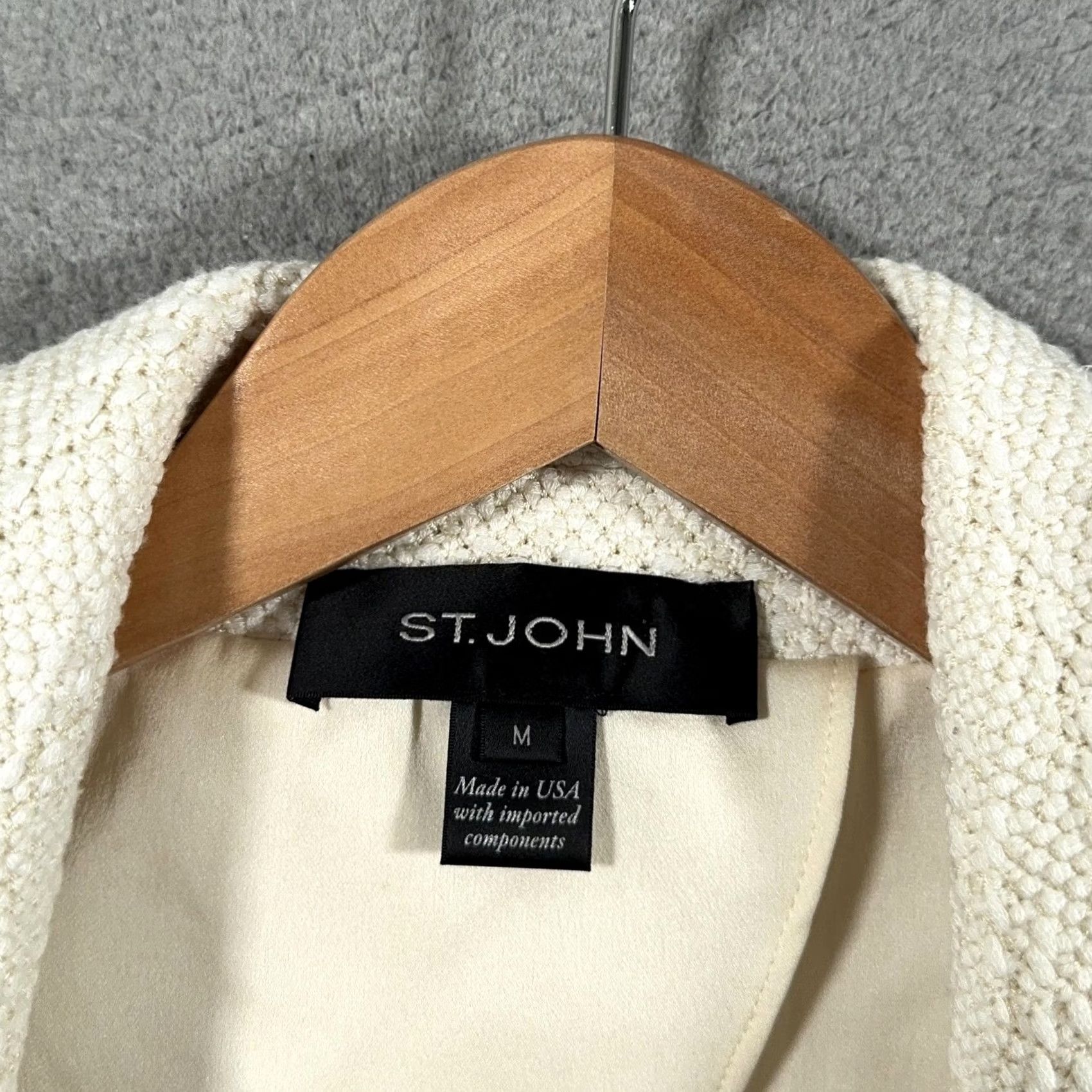 St. John St John Vest Womens Medium White Knit Lined Silk Pockets USA Size M / US 6-8 / IT 42-44 - 2 Thumbnail