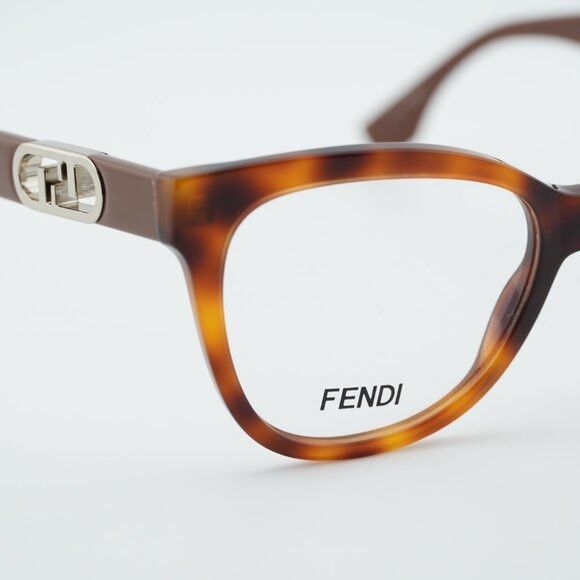 Fendi Fendi FE50093I 053 Eyeglasses Havana 54mm Square Frame Size ONE SIZE - 4 Thumbnail