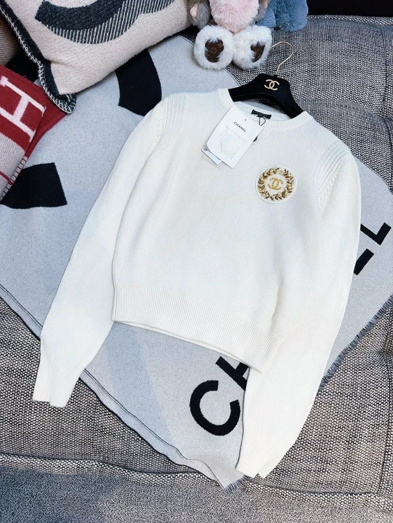 Chanel Chanel 20A beige pearl wheat spike brooch logo cashmere sw Size XS / US 0-2 / IT 36-38 - 7 Thumbnail