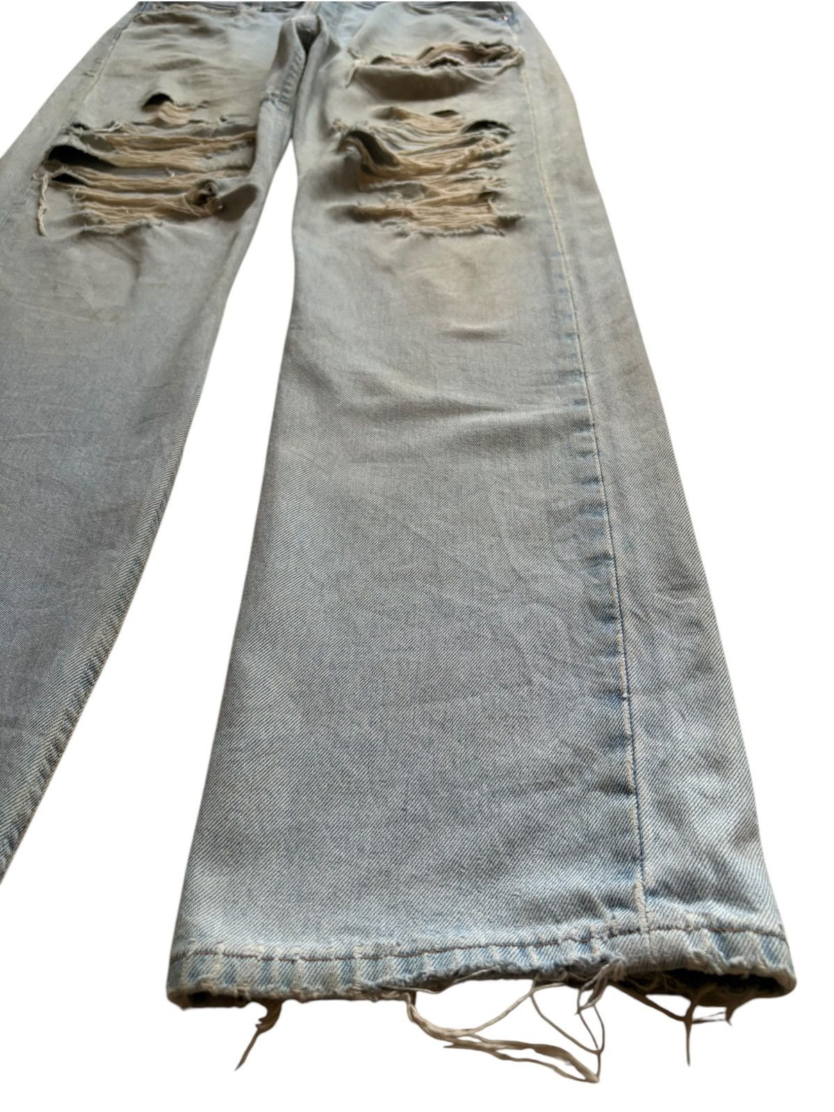 Levi's Vintage 90s Levis 501 Mud Wash Distress Ripped Loose Jeans Size US 35 - 7 Thumbnail