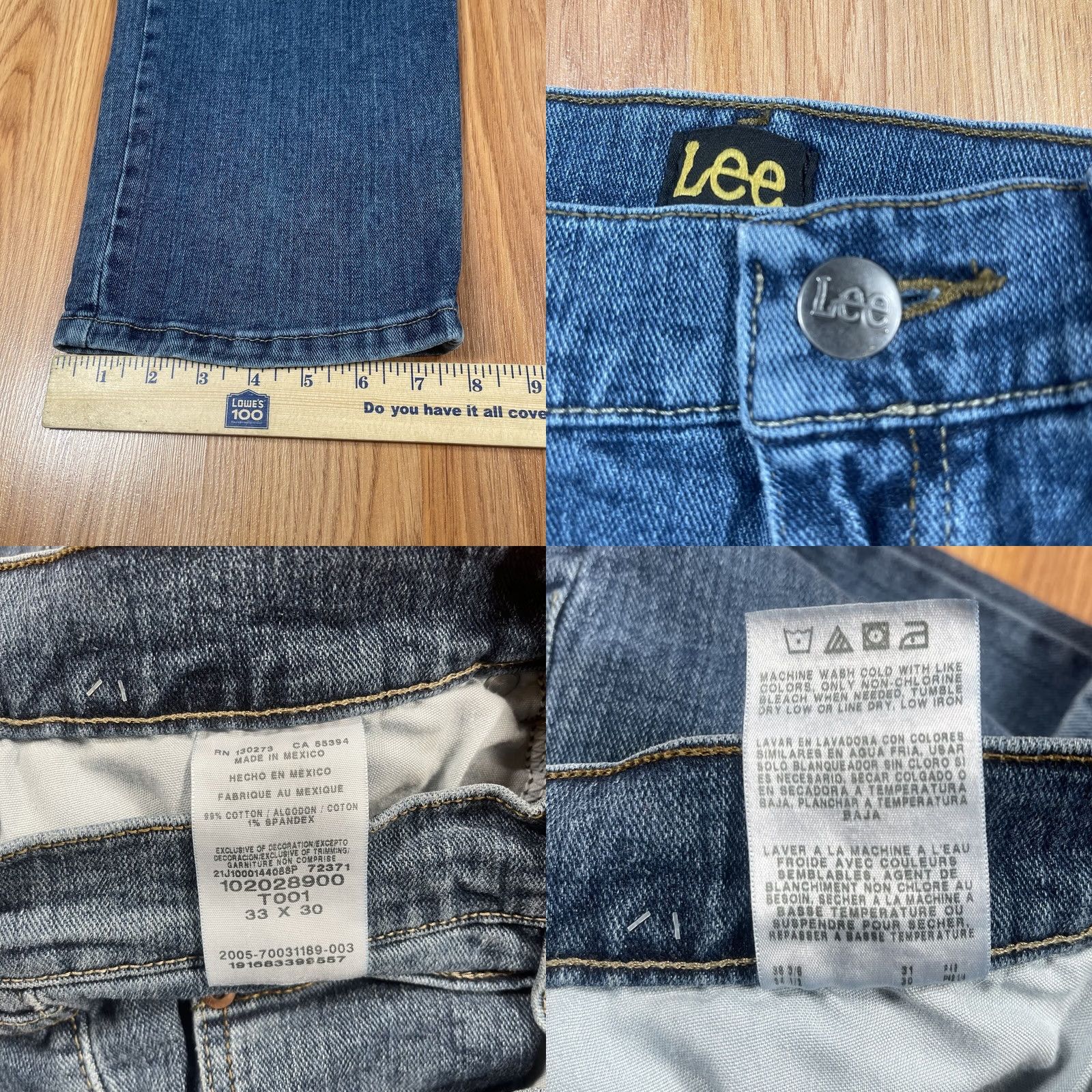 Lee Lee Jeans Mens Regular Fit Straight Leg Blue Stretch Denim Cotton Blend 33Wx30L Size US 33 - 8 Thumbnail