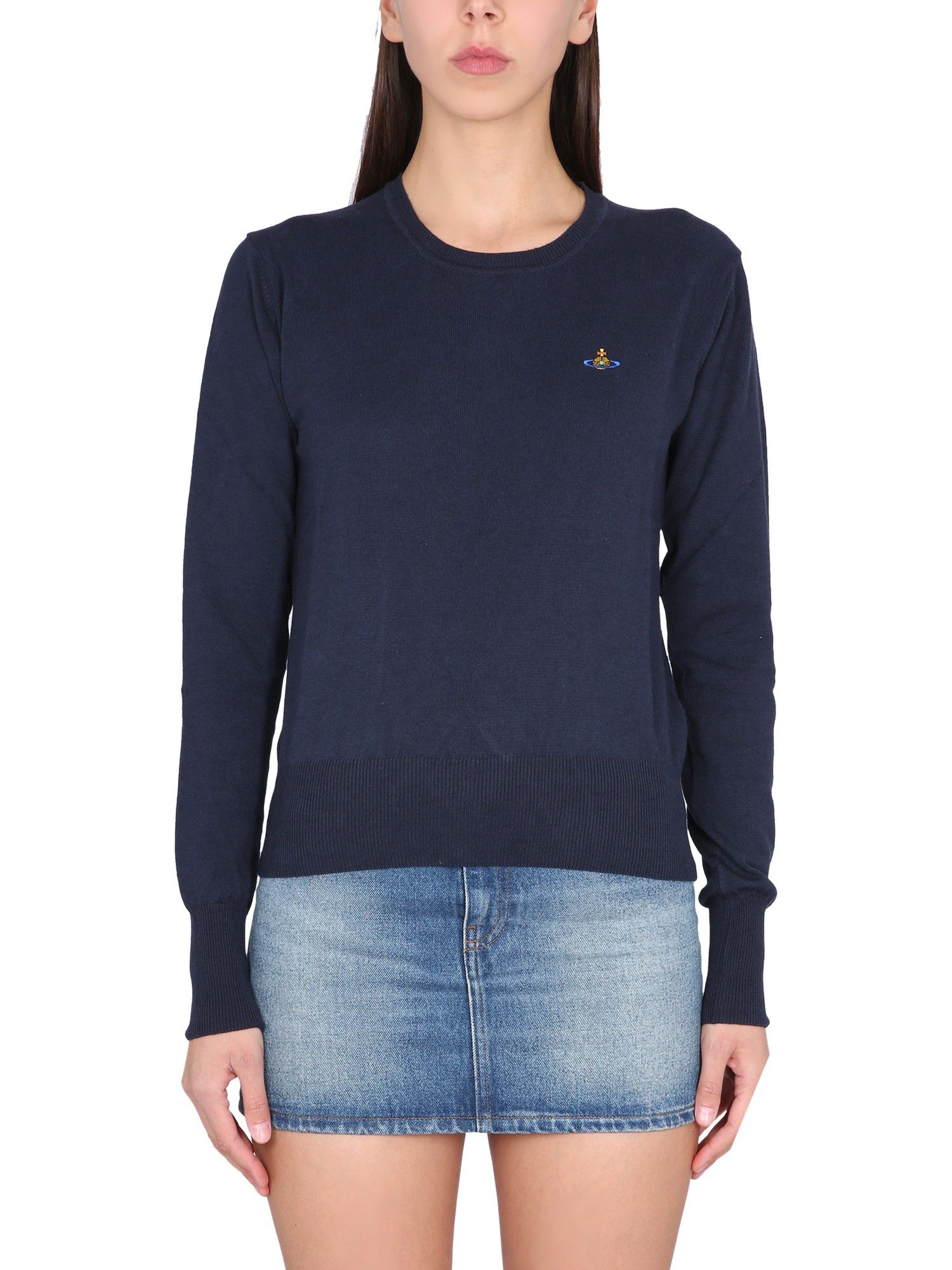 Vivienne Westwood o1s22i1n0924 Bea Cardigan Logo Embroidery in Blue Size XS / US 0-2 / IT 36-38 - 1 Thumbnail