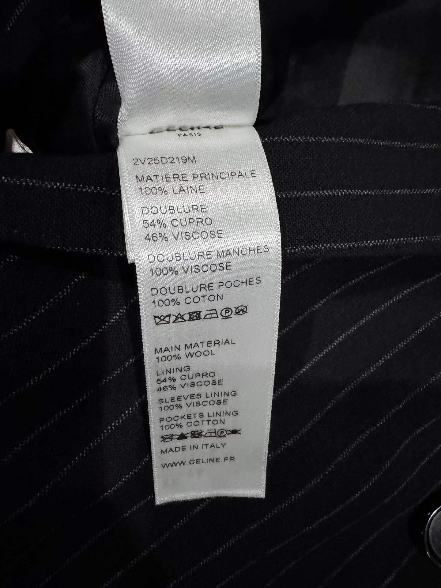 Celine Celine 23SS Black Stripe Double-Breasted Wool Suit 54 Size 50L - 6 Thumbnail