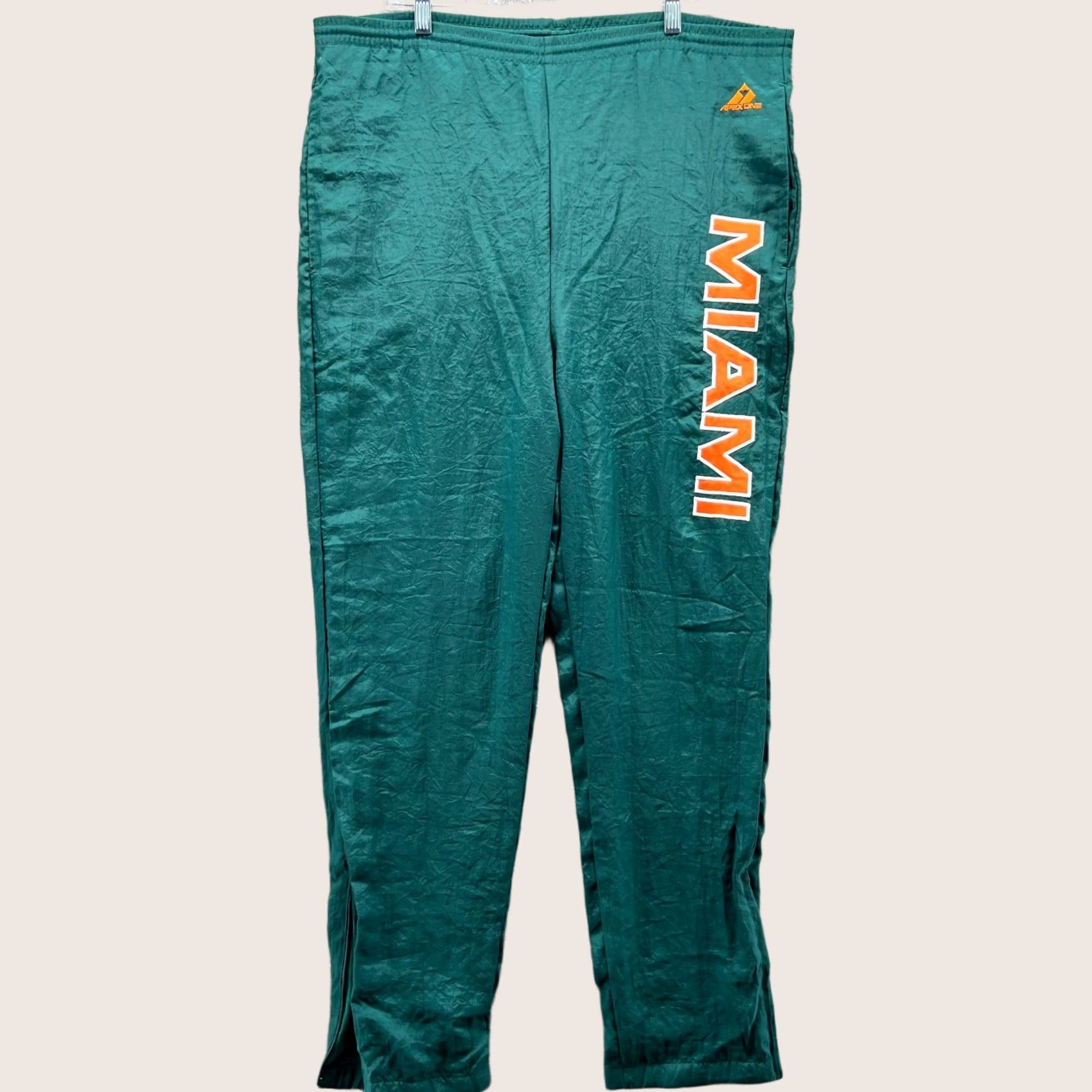 Vintage VTG Miami University Pants Large Green Apex One Nylon Windbreaker Lined Straight Inseam 31 in Men Size US 33 - 1 Thumbnail