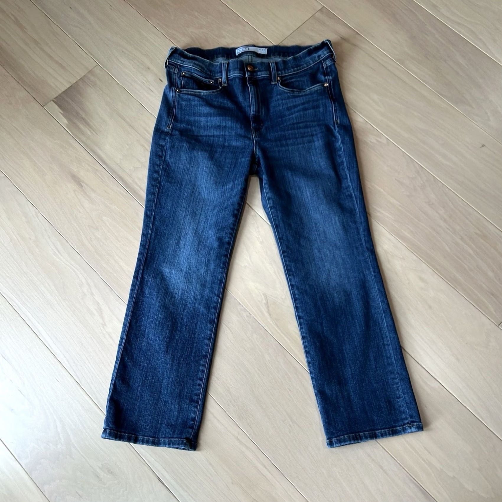 AYR VINTAGE AYR The Pop Straight Jeans Blue Women’s 34x27 Denim Straight 5-Pocket High Rise Zip Button Logo Zipper Stretch Size 24" / US 00 / IT 34 - 2 Thumbnail