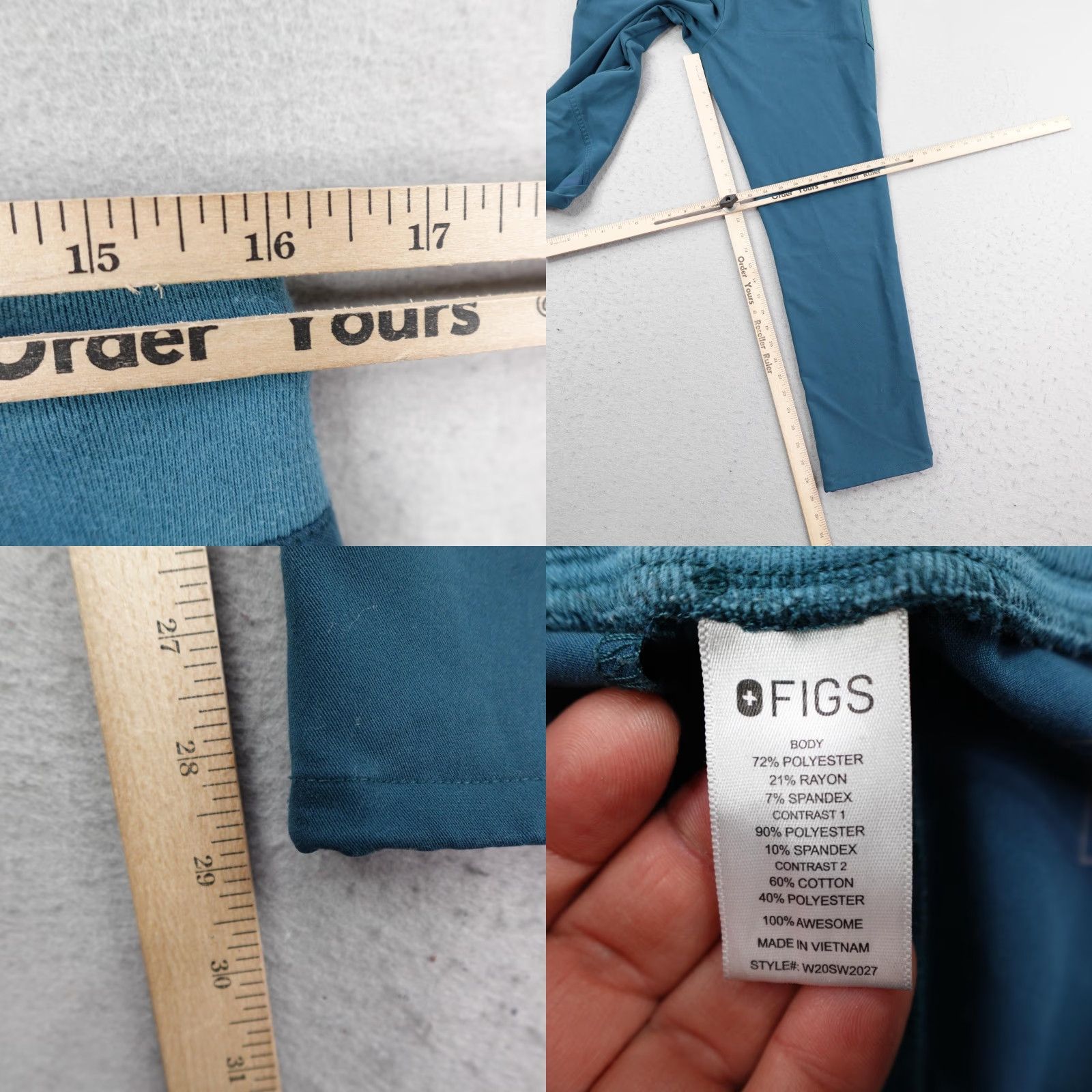 Vintage FIGS Scrub Pants Womens Medium Blue Kigali Skinny Bottoms Nurse Medical Tech Shirt? Size 32" / US 10 / IT 46 - 8 Thumbnail