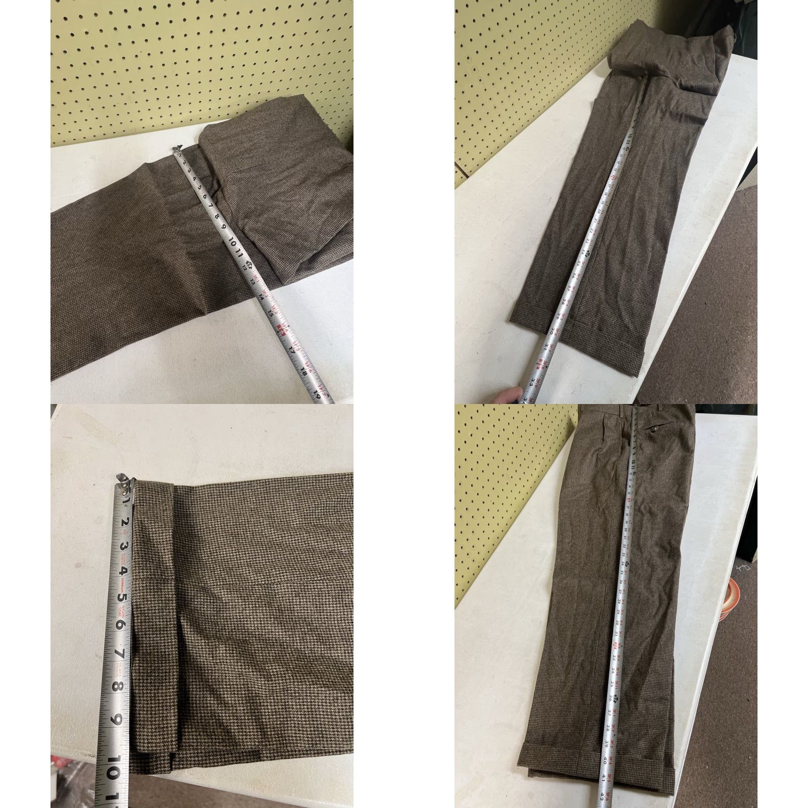 Polo Ralph Lauren VINTAGE Polo Ralph Lauren Mens Pleated Houndstooth Wool Pants 35x32 Cuffed Straight Dress Pants Brown 35 Regular Wool Mens Size US S / EU 44-46 / 1 - 8 Thumbnail