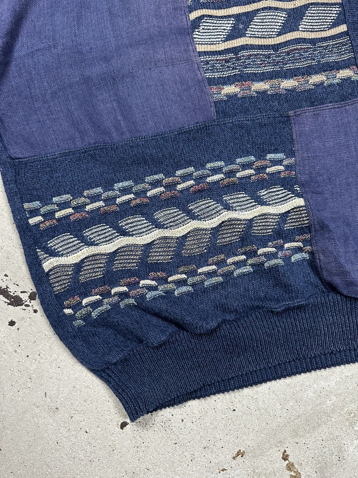 Coogi × Japanese Brand × Vintage Vintage 90s Coogi Style Patchwork Navy Sweater Jumper Size US XL / EU 56 / 4 - 3 Thumbnail