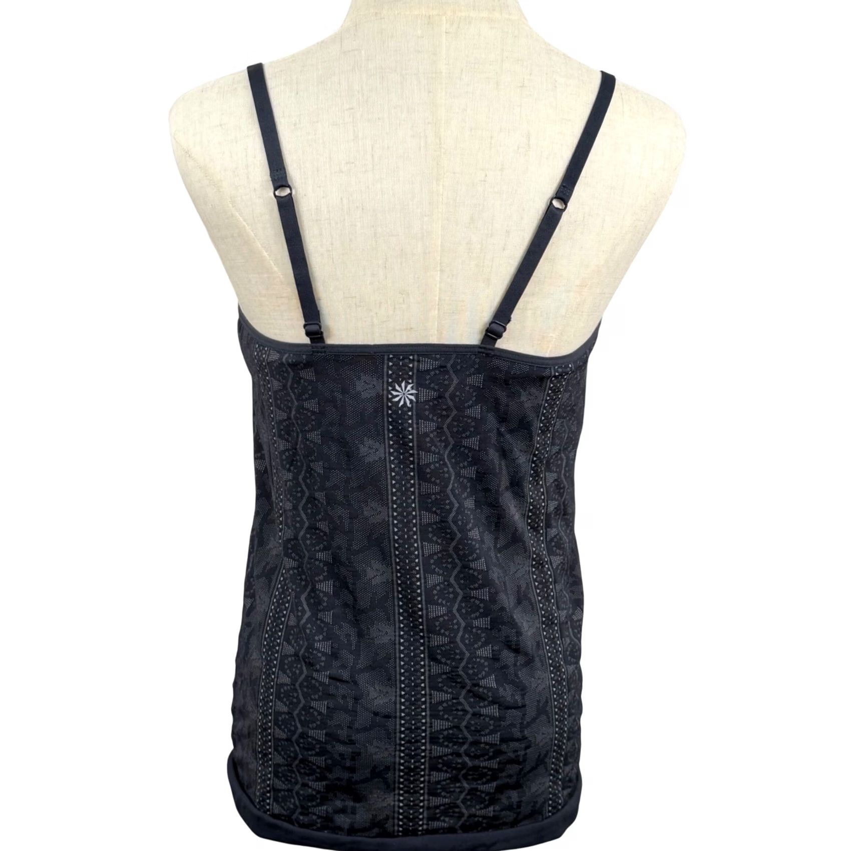 Athleta Athleta Camisole Tank Geometric Charcoal Gray L Sleeveless Adjustable Straps Built-in Shelf Bra Athletic Activewear Womens Size ONE SIZE - 3 Thumbnail